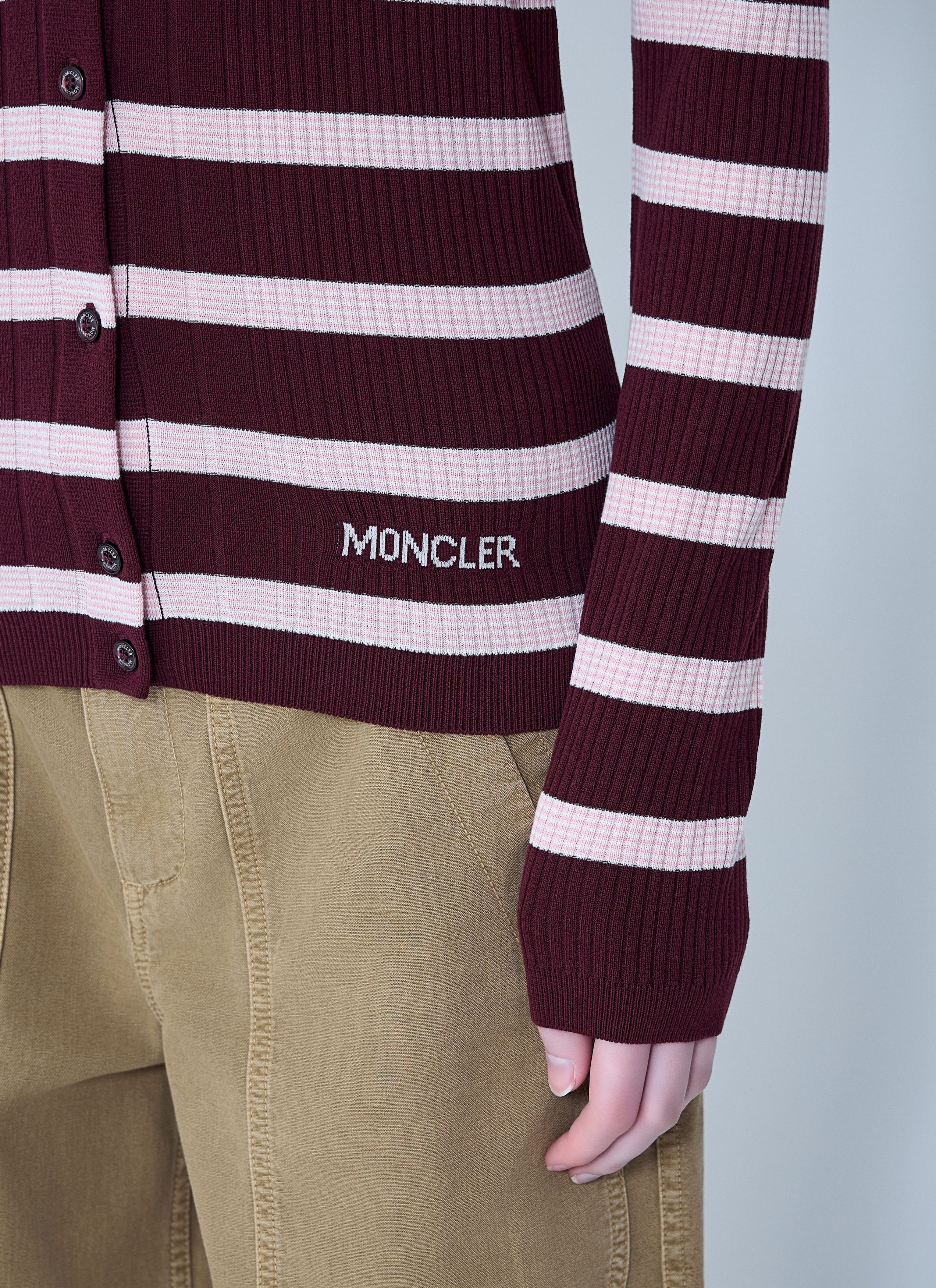 Moncler Ribbed Knit Striped Cardigan Size S / US 4 / IT 40 - 5 Thumbnail