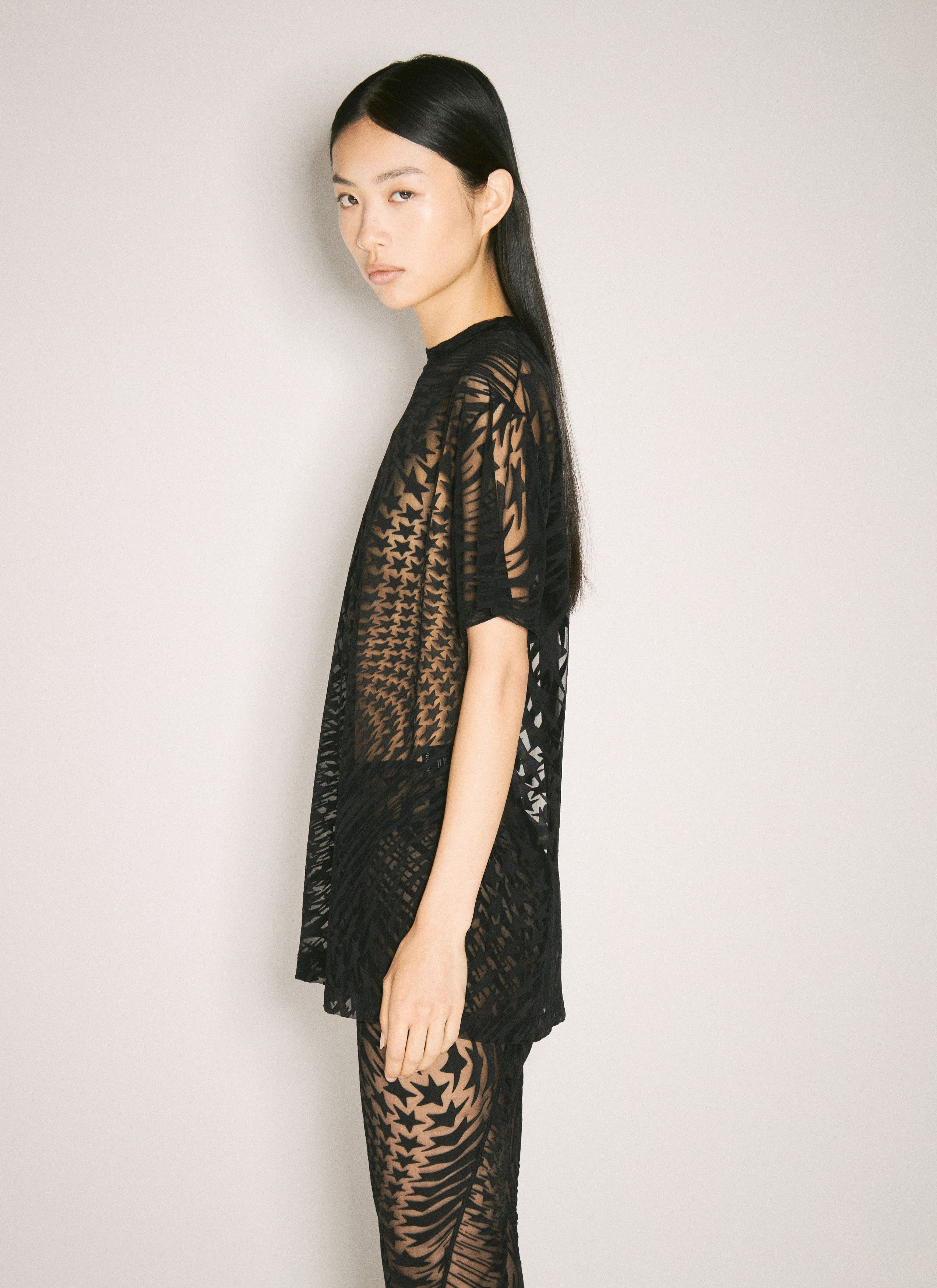 Mugler Sheer Flocked Star T-Shirt Size S / US 4 / IT 40 - 3 Thumbnail