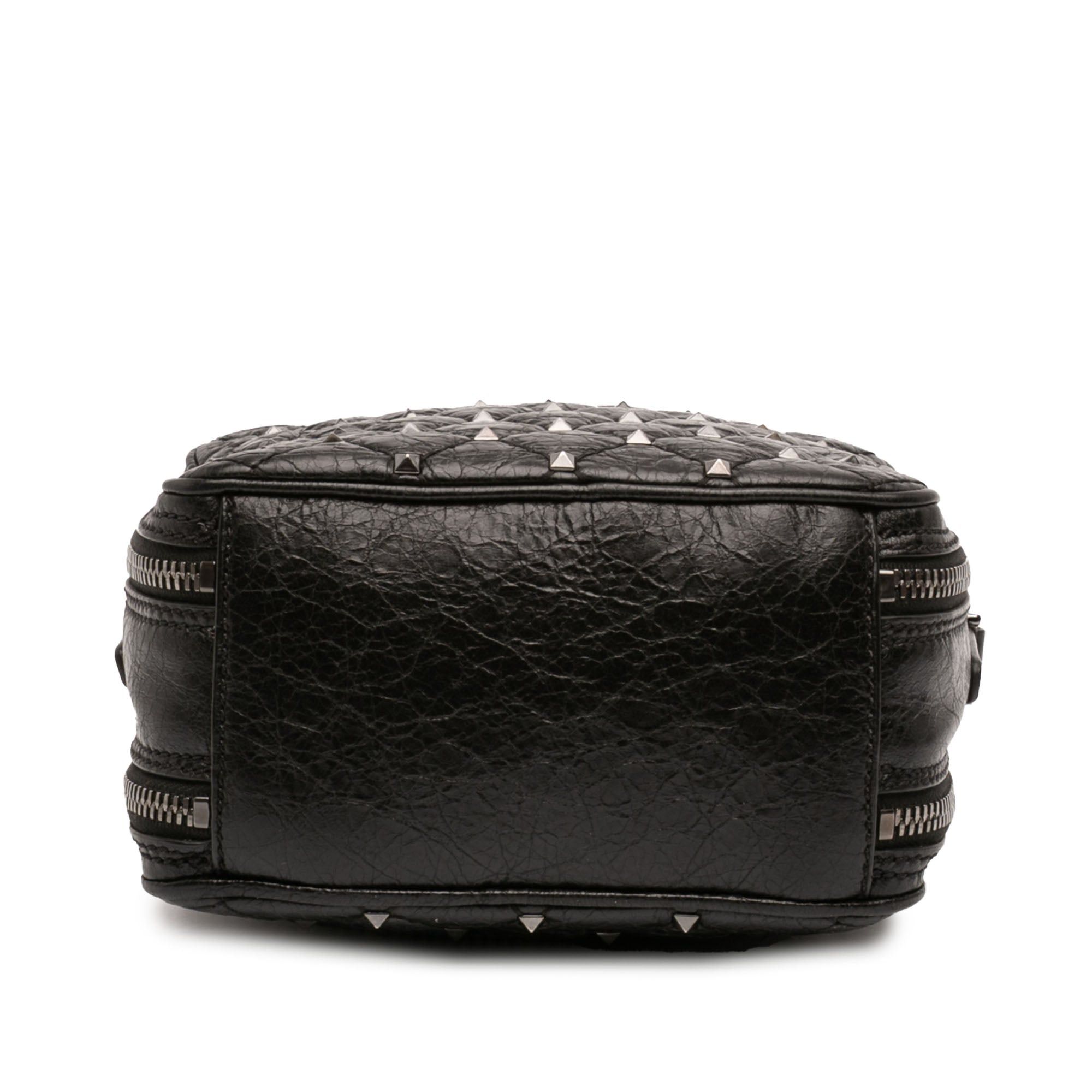 Valentino Quilted Crinkled Leather Rockstud Double Zip Camera Bag Size ONE SIZE - 3 Thumbnail