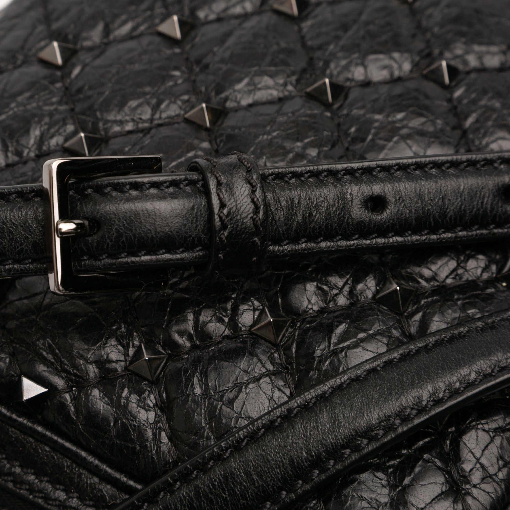 Valentino Quilted Crinkled Leather Rockstud Double Zip Camera Bag Size ONE SIZE - 11 Thumbnail