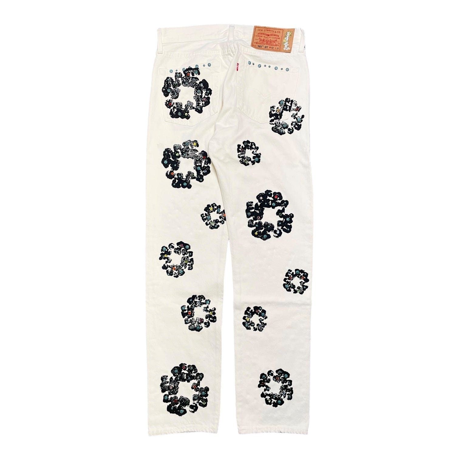DENIM TEARS x Levi's 501 Cotton Rhinestone Wreath Jeans White Size US 40 / EU 56 - 2 Thumbnail