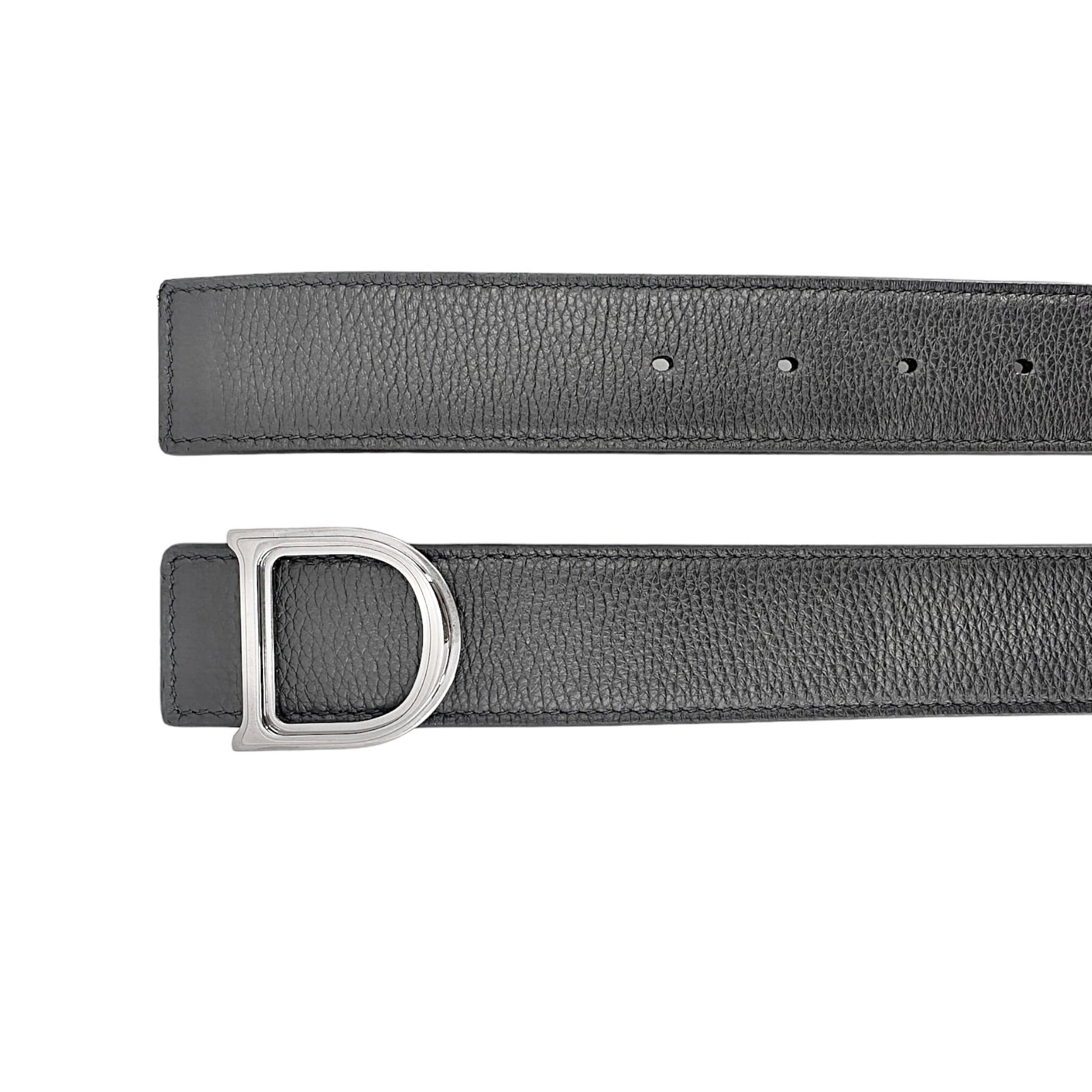 Dior Dior D Buckle Reversible Belt Leather Navy Black Size ONE SIZE - 5 Thumbnail