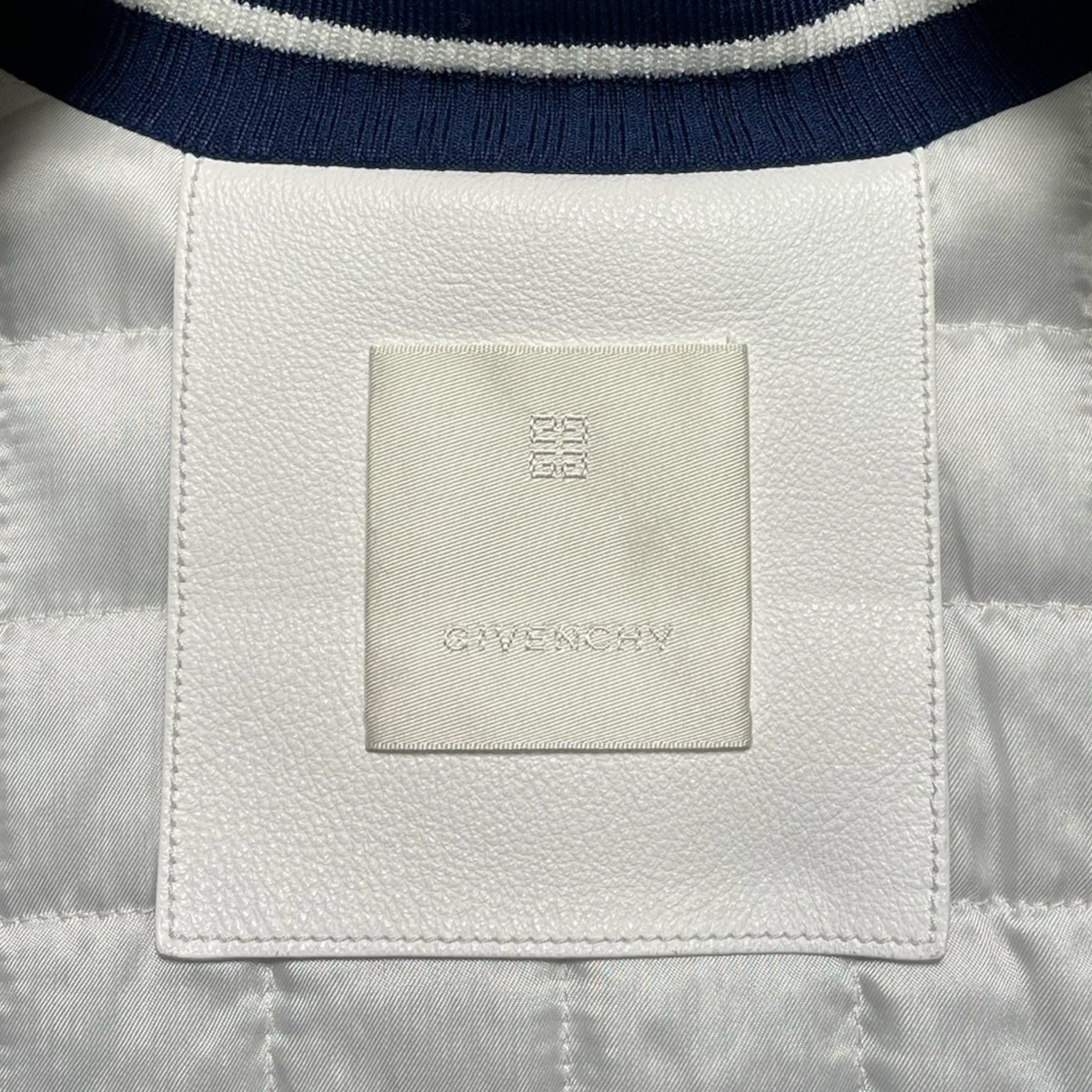 Givenchy Leather Wool Bomber Jacket Blue White Size US XXL / EU 58 / 5 - 4 Thumbnail
