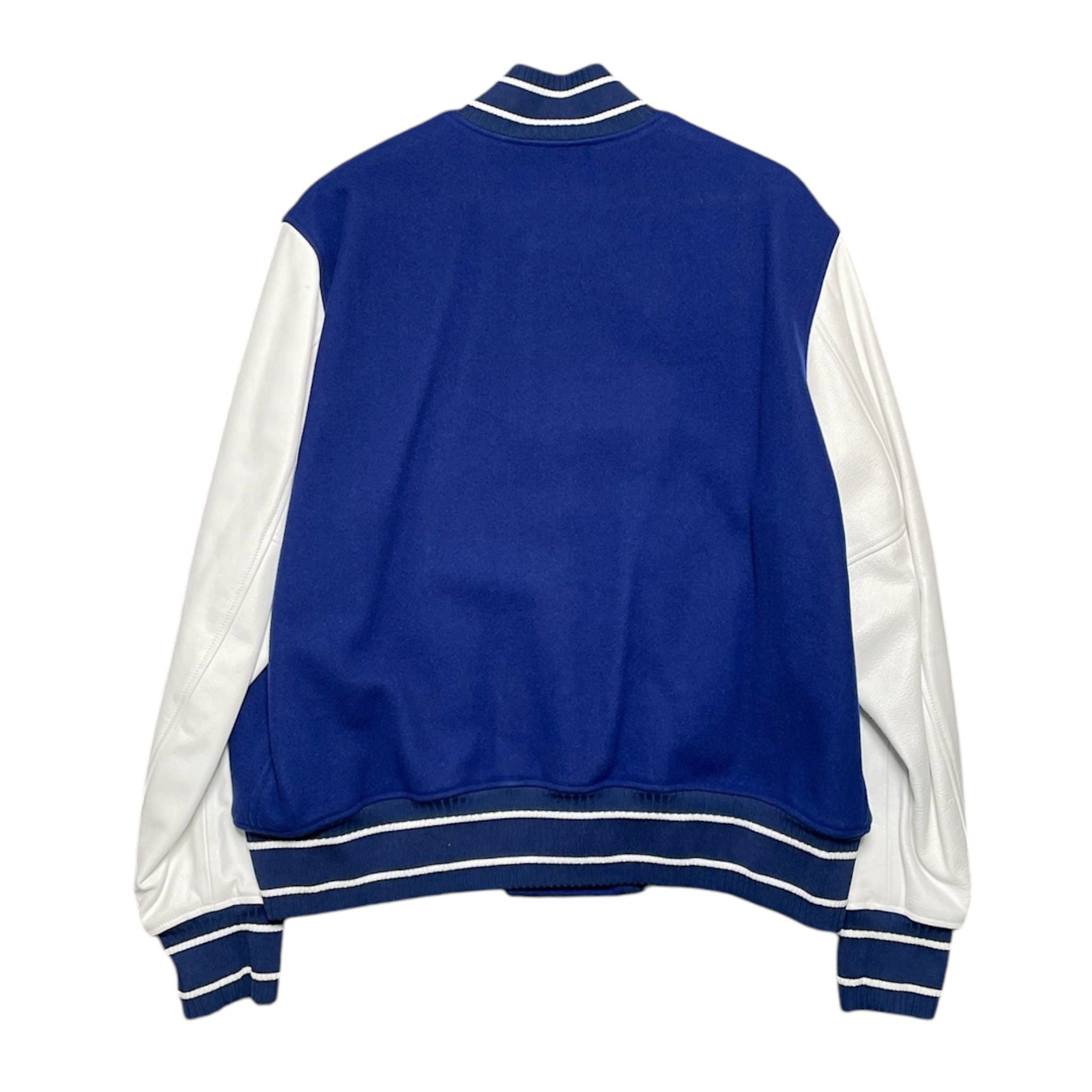 Givenchy Leather Wool Bomber Jacket Blue White Size US XXL / EU 58 / 5 - 2 Thumbnail