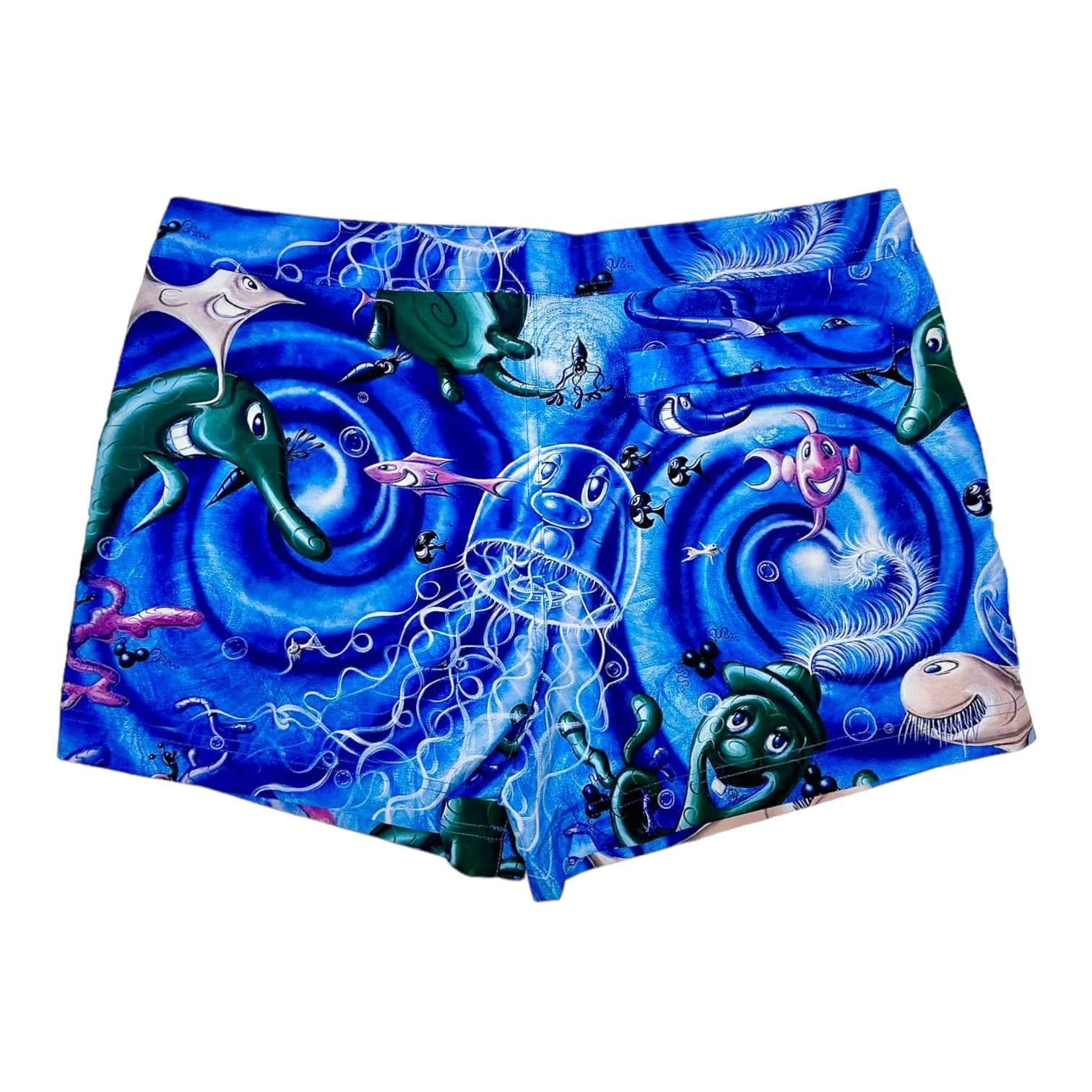 Dior Dior x Kenny Scharf Silk Shorts Blue Size US 33 - 2 Thumbnail