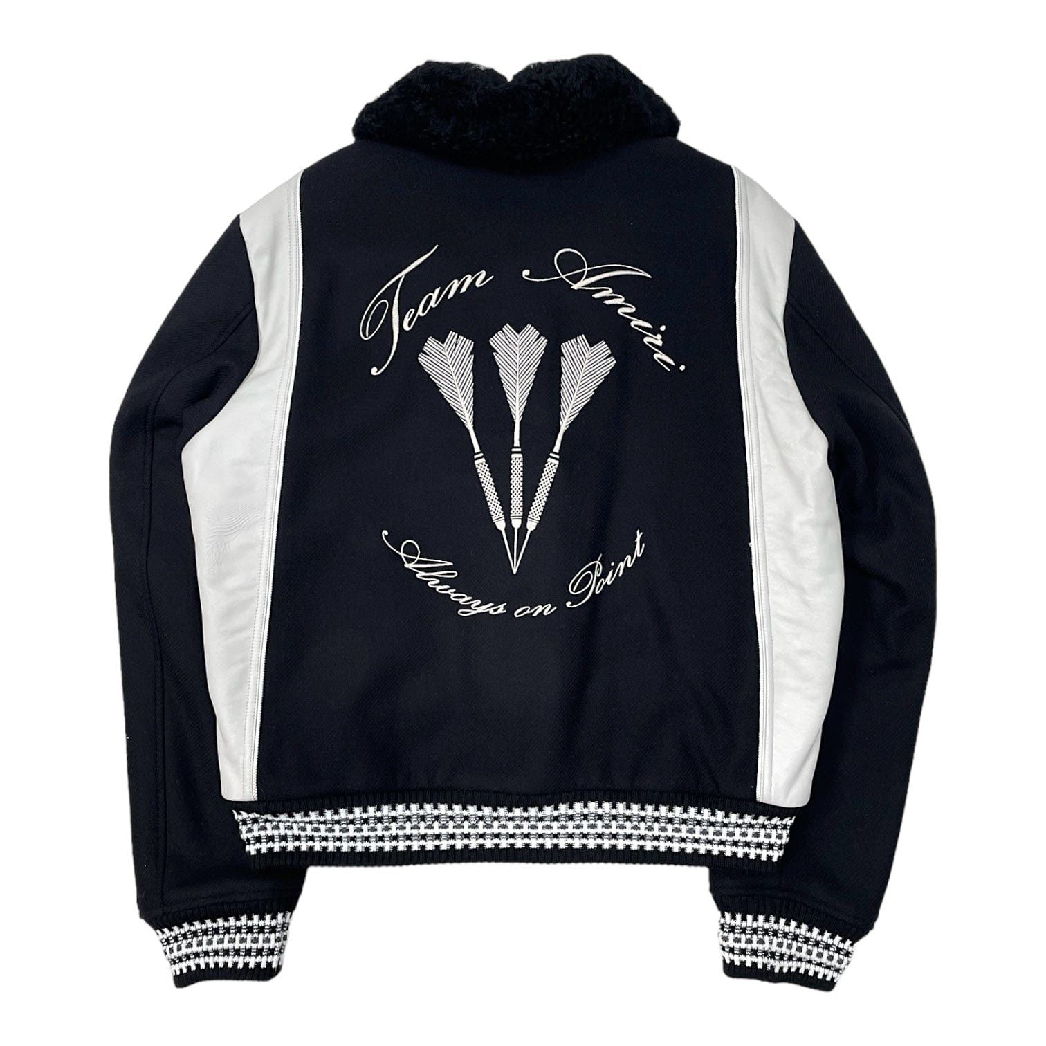 Amiri Amiri Always On Point Shearling Varsity Jacket Black White Size US XXL / EU 58 / 5 - 2 Thumbnail