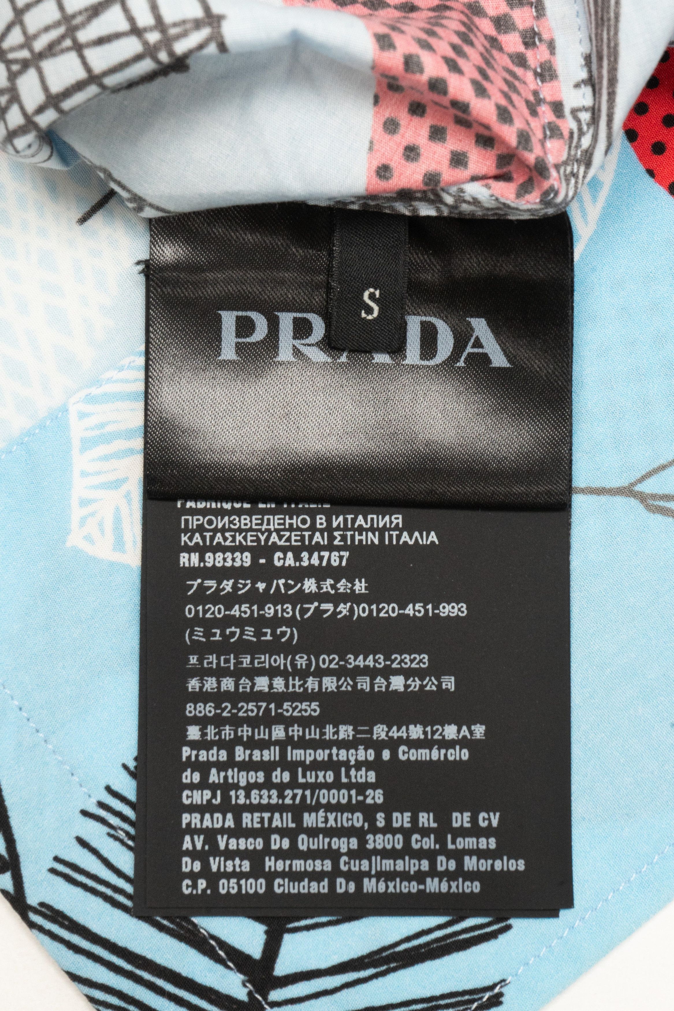 Prada Leaves Print Button Up Shirt Blue Multi Size US S / EU 44-46 / 1 - 4 Thumbnail
