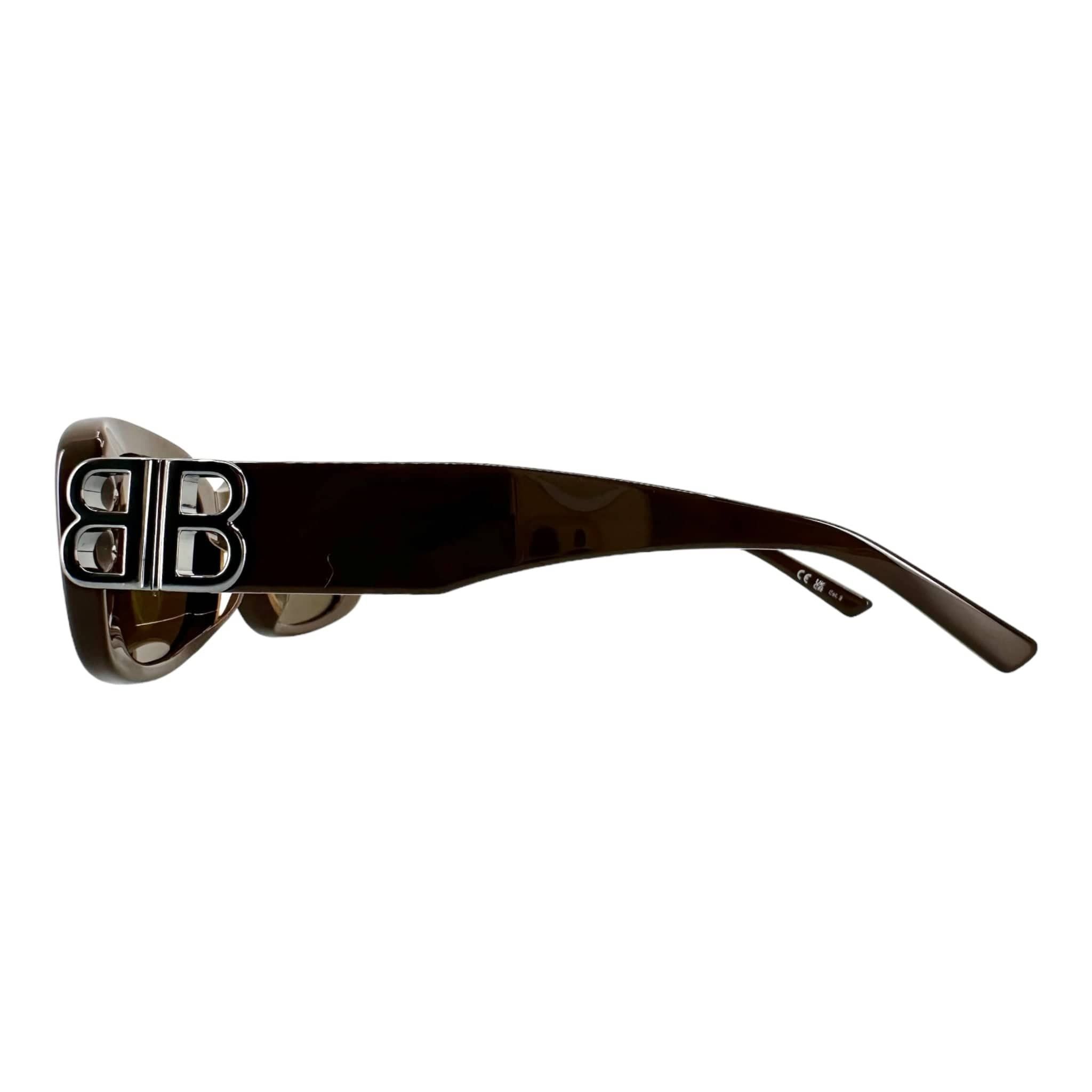 Balenciaga Acetate BB Hinge Oval Frame Sunglasses Brown Size ONE SIZE - 4 Thumbnail