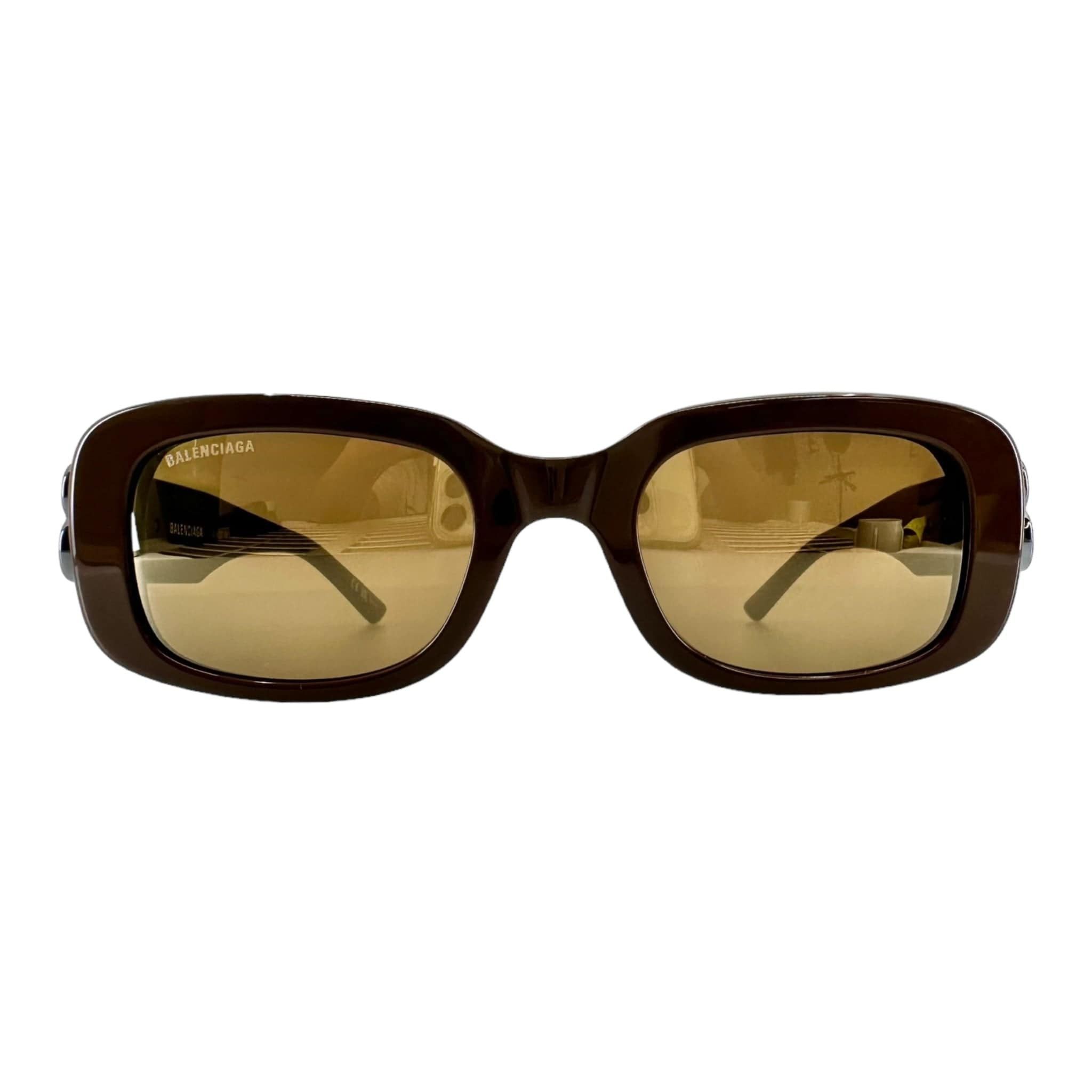 Balenciaga Acetate BB Hinge Oval Frame Sunglasses Brown Size ONE SIZE - 3 Thumbnail