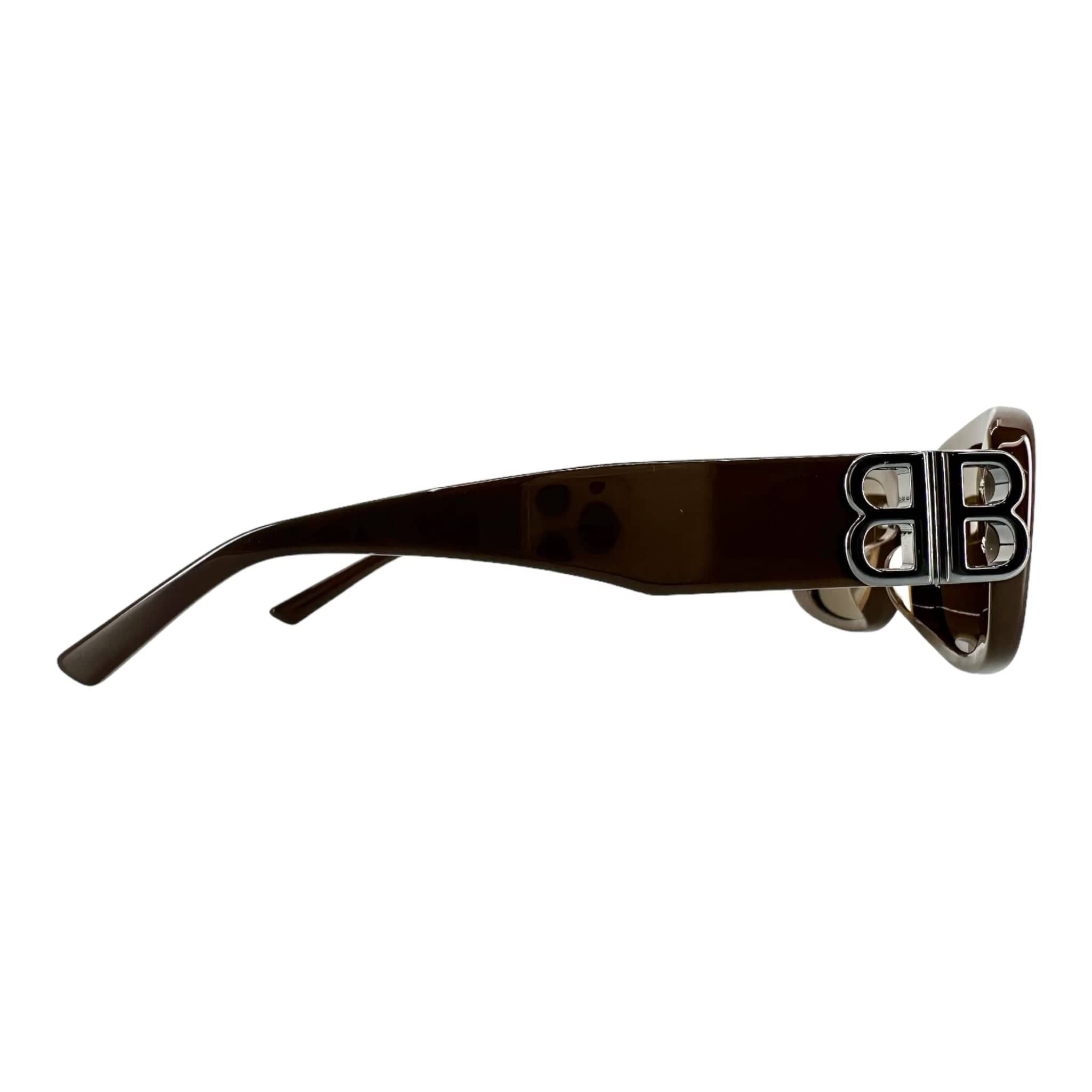 Balenciaga Acetate BB Hinge Oval Frame Sunglasses Brown Size ONE SIZE - 2 Thumbnail