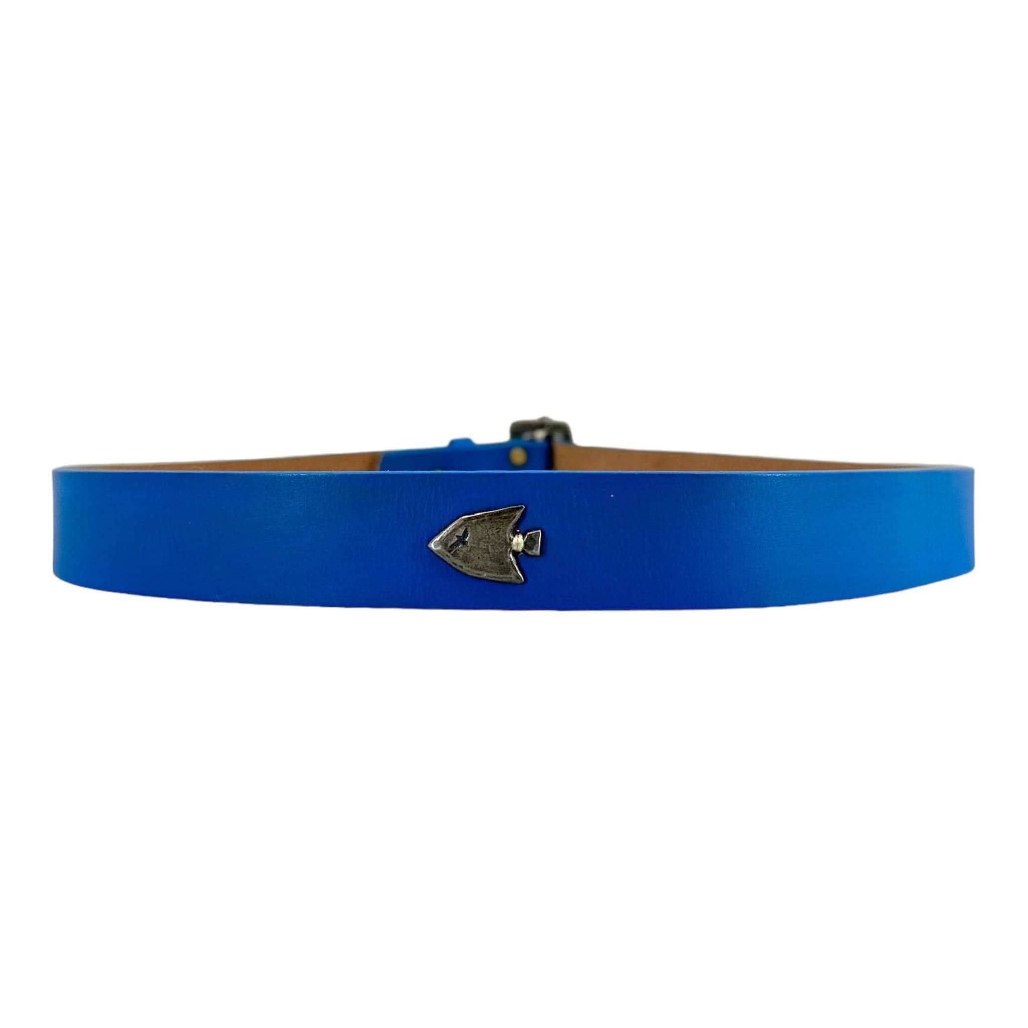 Kapital Oil Leather Studded Disco Buckle Belt Blue Size ONE SIZE - 2 Thumbnail