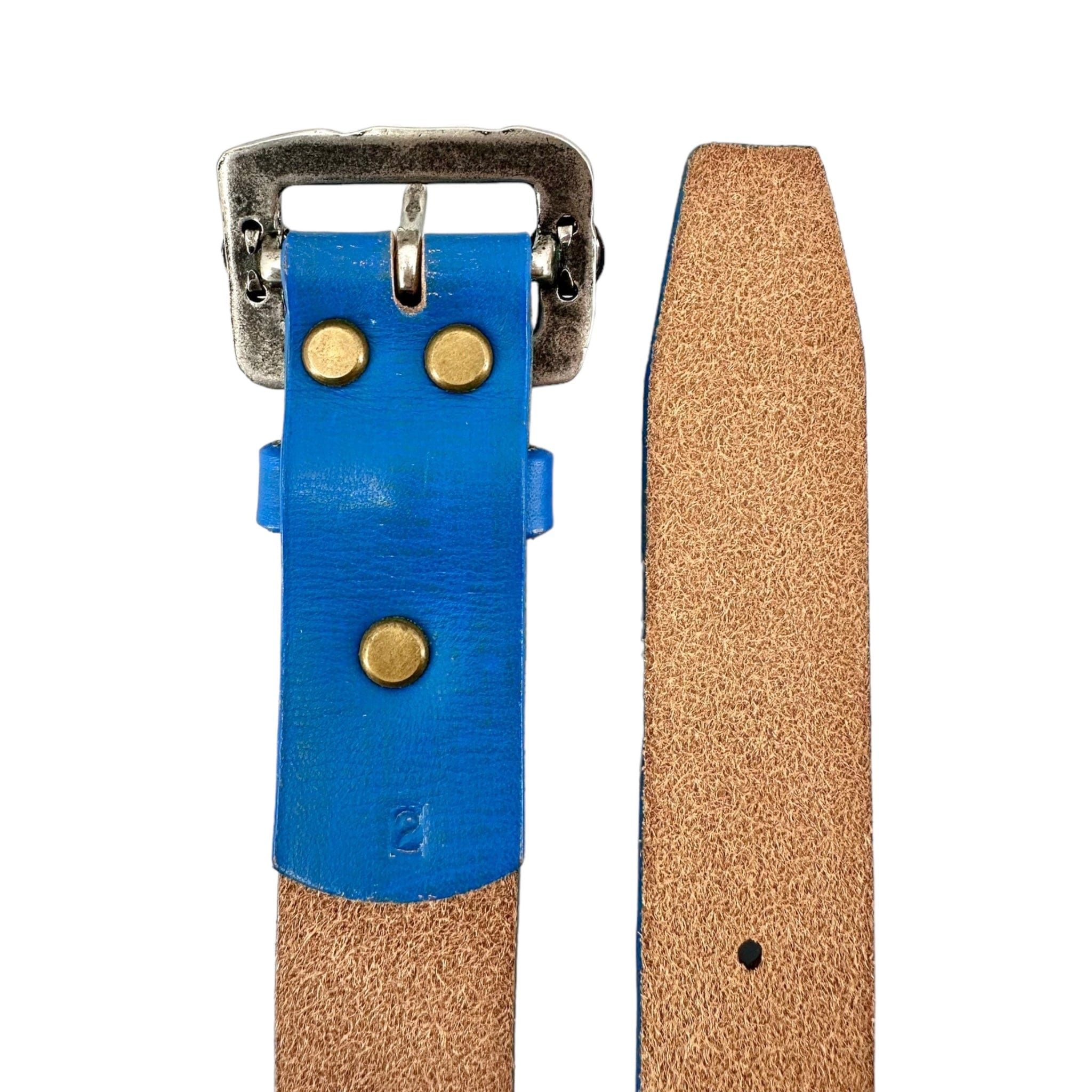 Kapital Oil Leather Studded Disco Buckle Belt Blue Size ONE SIZE - 3 Thumbnail