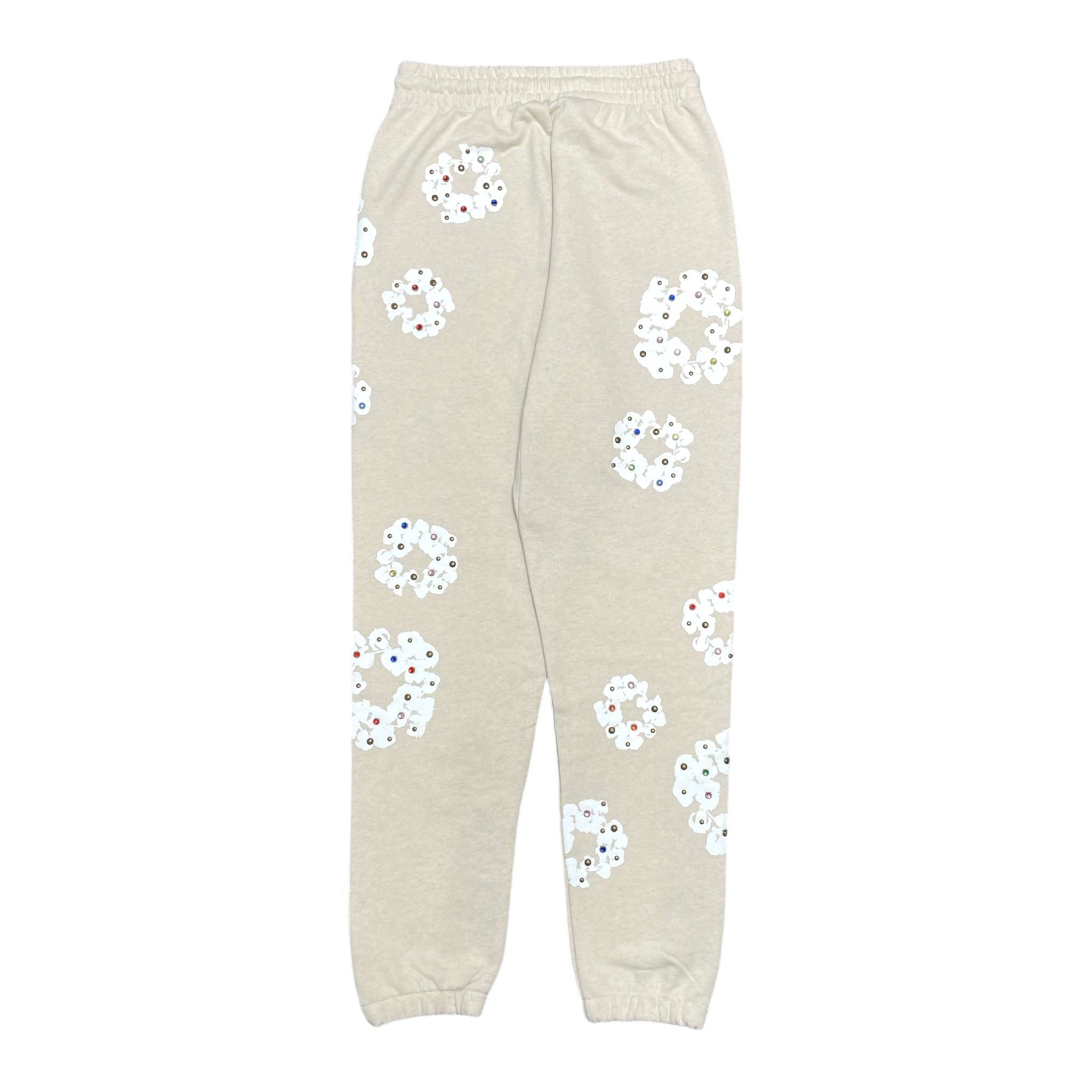 DENIM TEARS Rhinestone Cotton Wreath Sweatpants Oatmeal Size US 30 / EU 46 - 2 Thumbnail