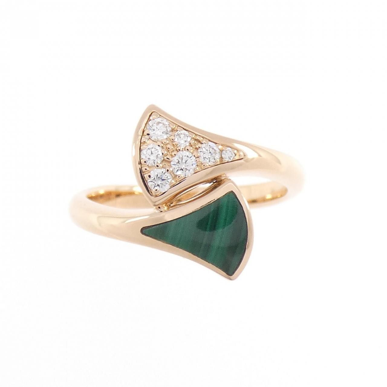 Bvlgari Bvlgari Bvlgari Diva Dream 750 Pink Gold Malachite Diamond Ring Size 8 Precious Metal Ring DUTY FREE for USA Size ONE SIZE - 2 Thumbnail
