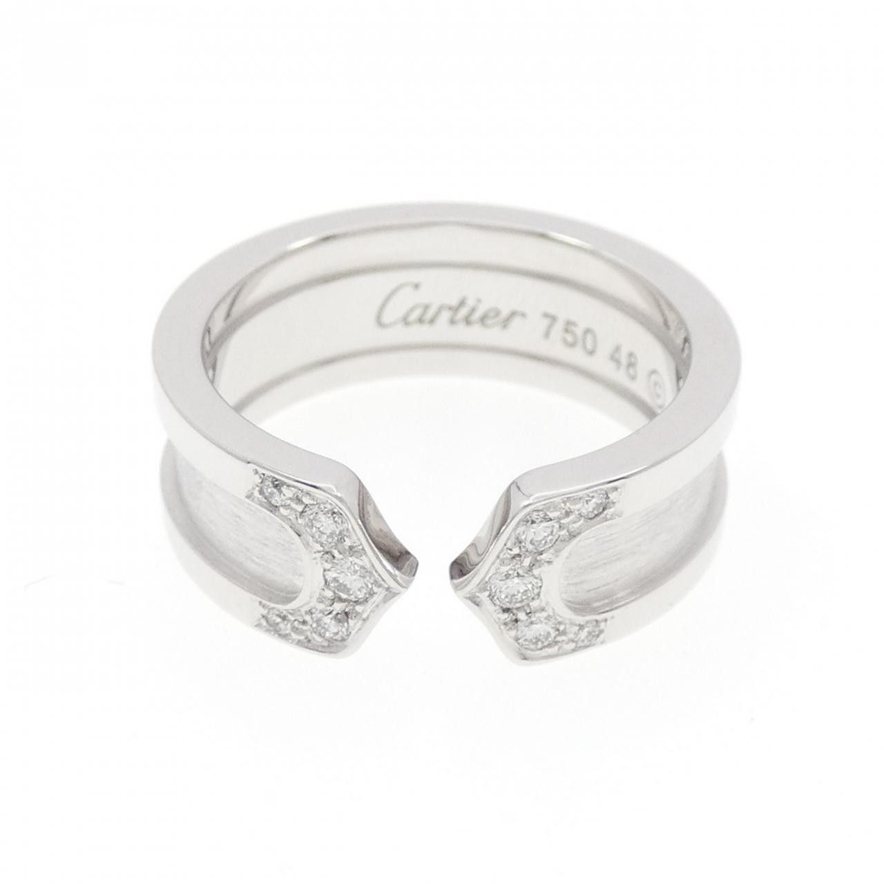 Cartier Cartier Cartier C2 Small 750 White Gold Diamond Ring Size 8 Precious Metal Ring B4044200 DUTY FREE for USA Size ONE SIZE - 2 Thumbnail