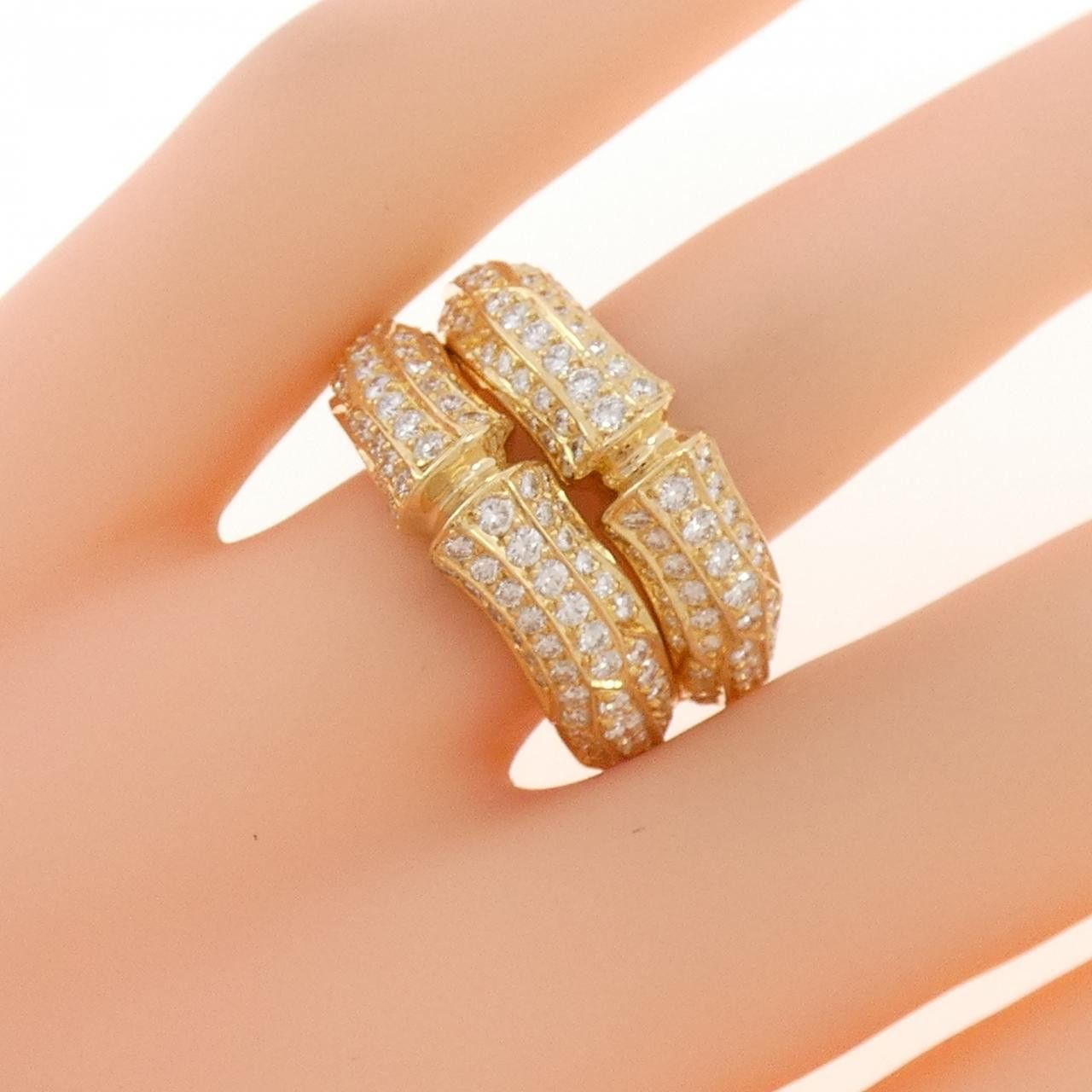 Cartier Cartier Cartier Bamboo 2 Row Au750 Diamond Ring Size 15 Precious Metal Ring DUTY FREE for USA Size ONE SIZE - 5 Thumbnail
