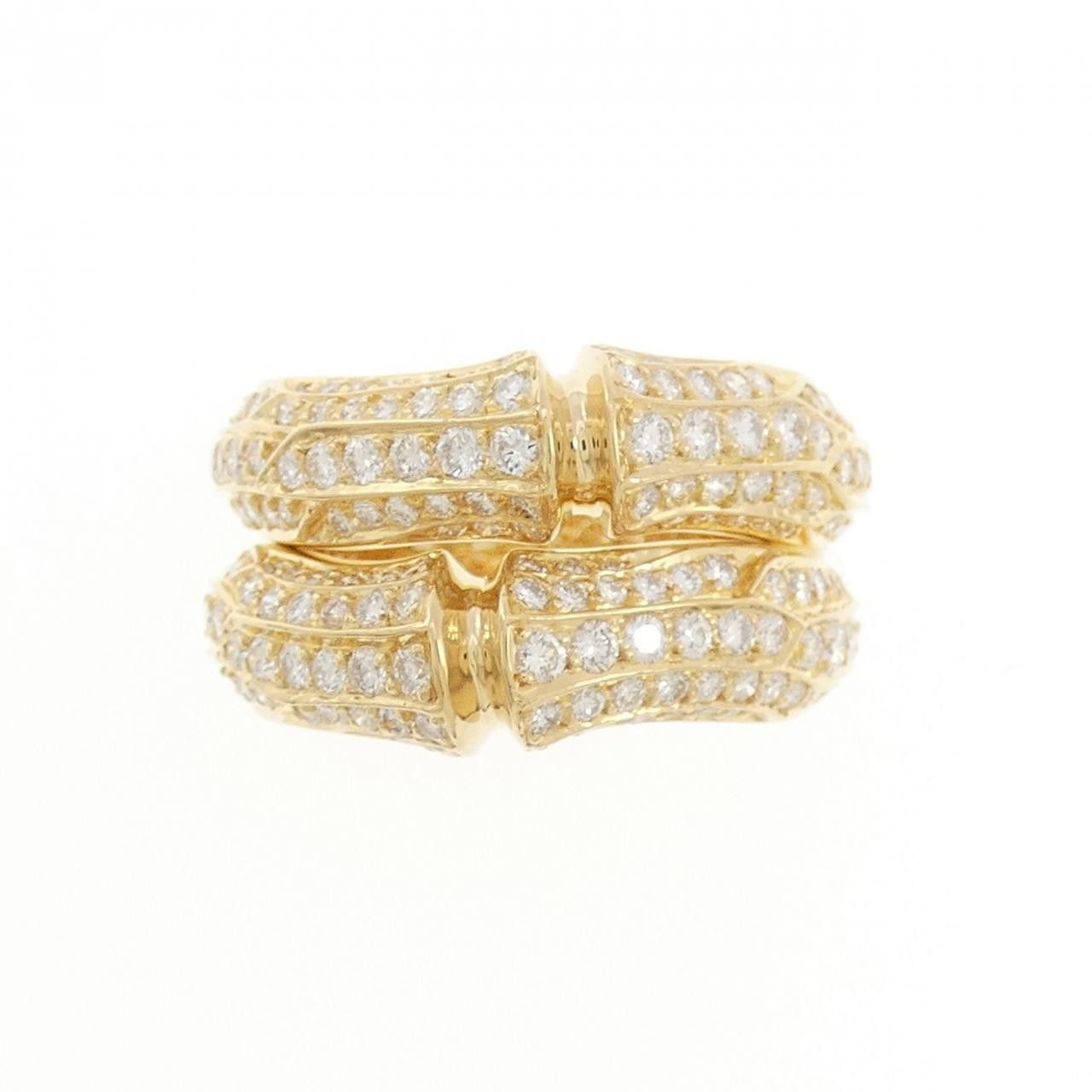 Cartier Cartier Cartier Bamboo 2 Row Au750 Diamond Ring Size 15 Precious Metal Ring DUTY FREE for USA Size ONE SIZE - 2 Thumbnail