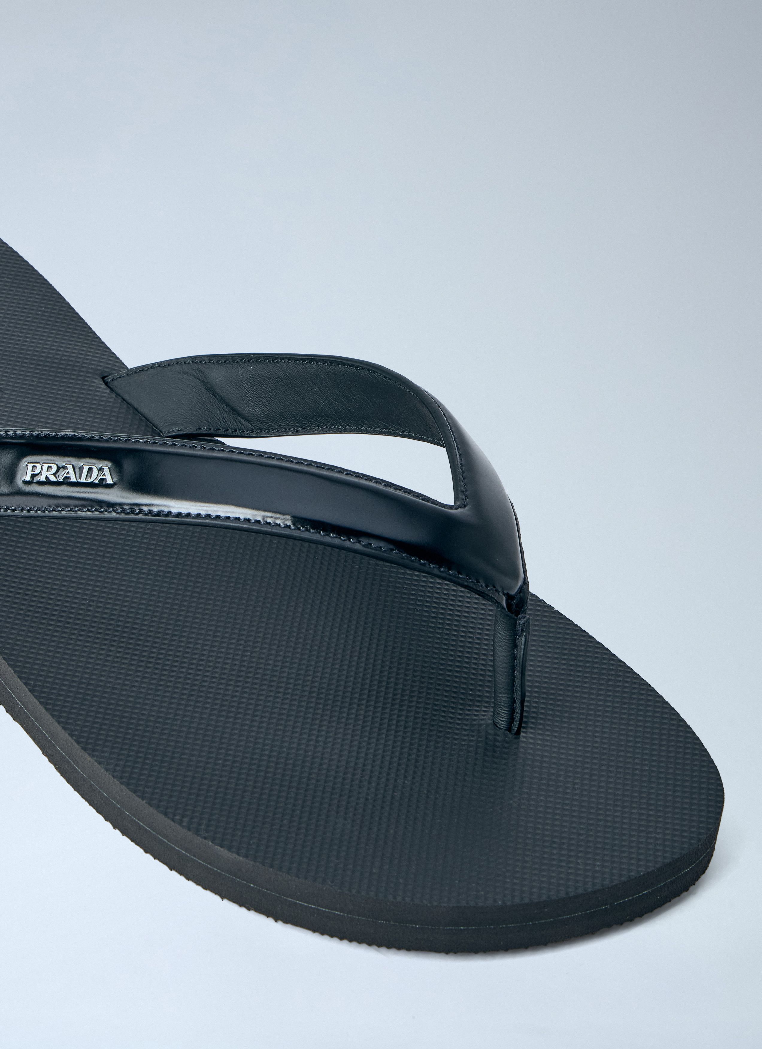 Prada Logo-Embossed Leather Flip-Flop Sandals Size US 12 / EU 45 - 3 Thumbnail