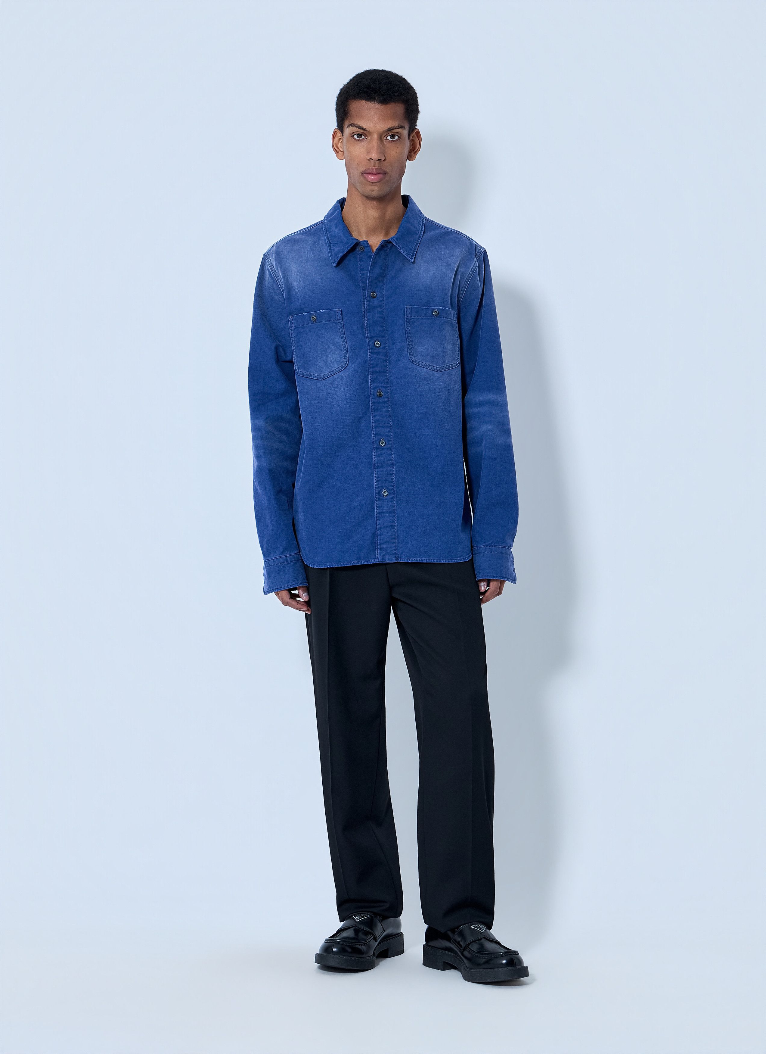 Prada Denim Button-Down Shirt Size US XL / EU 56 / 4 - 2 Thumbnail