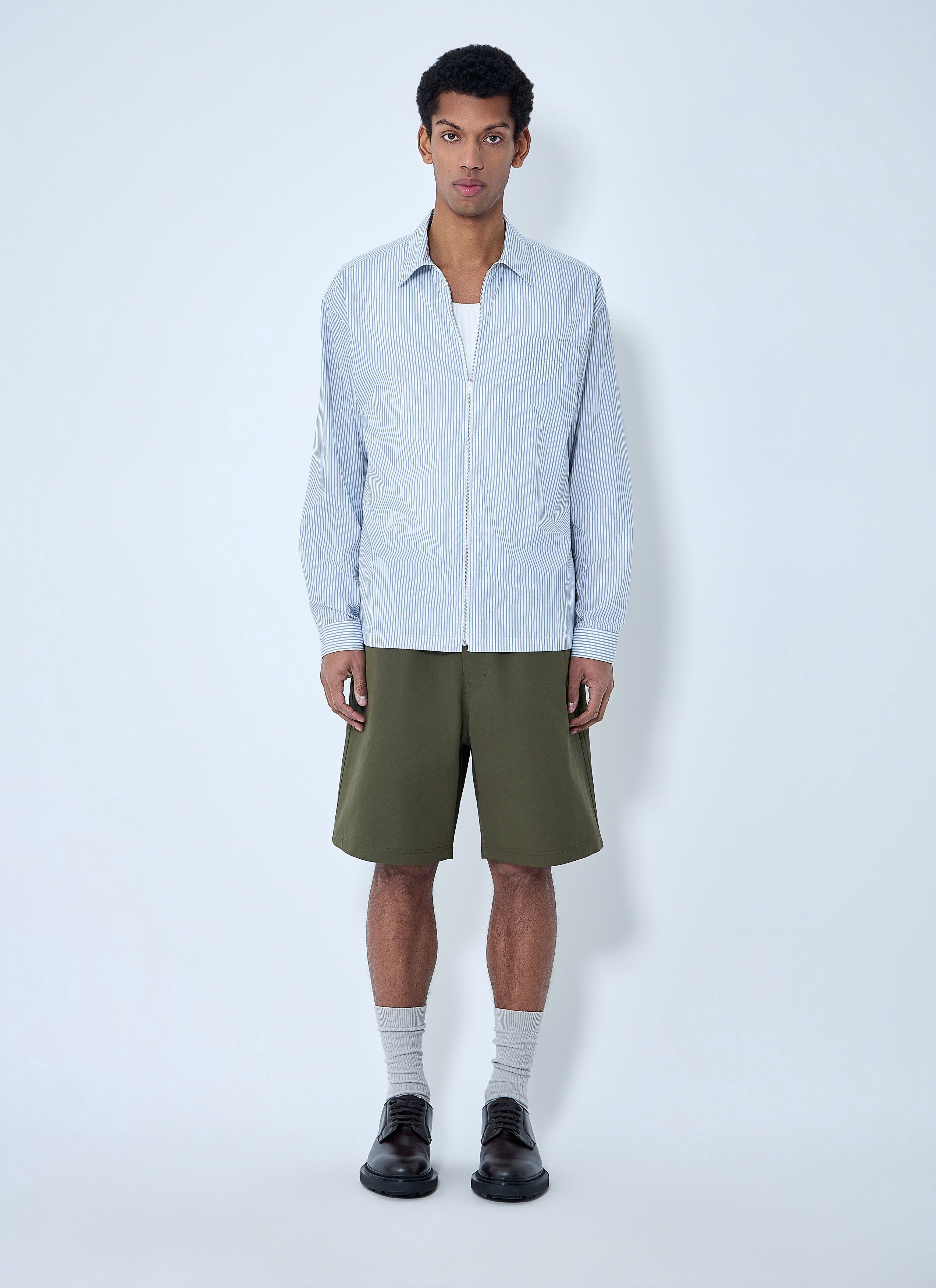 Prada Zip-Front Stripe Shirt Size US M / EU 48-50 / 2 - 2 Thumbnail