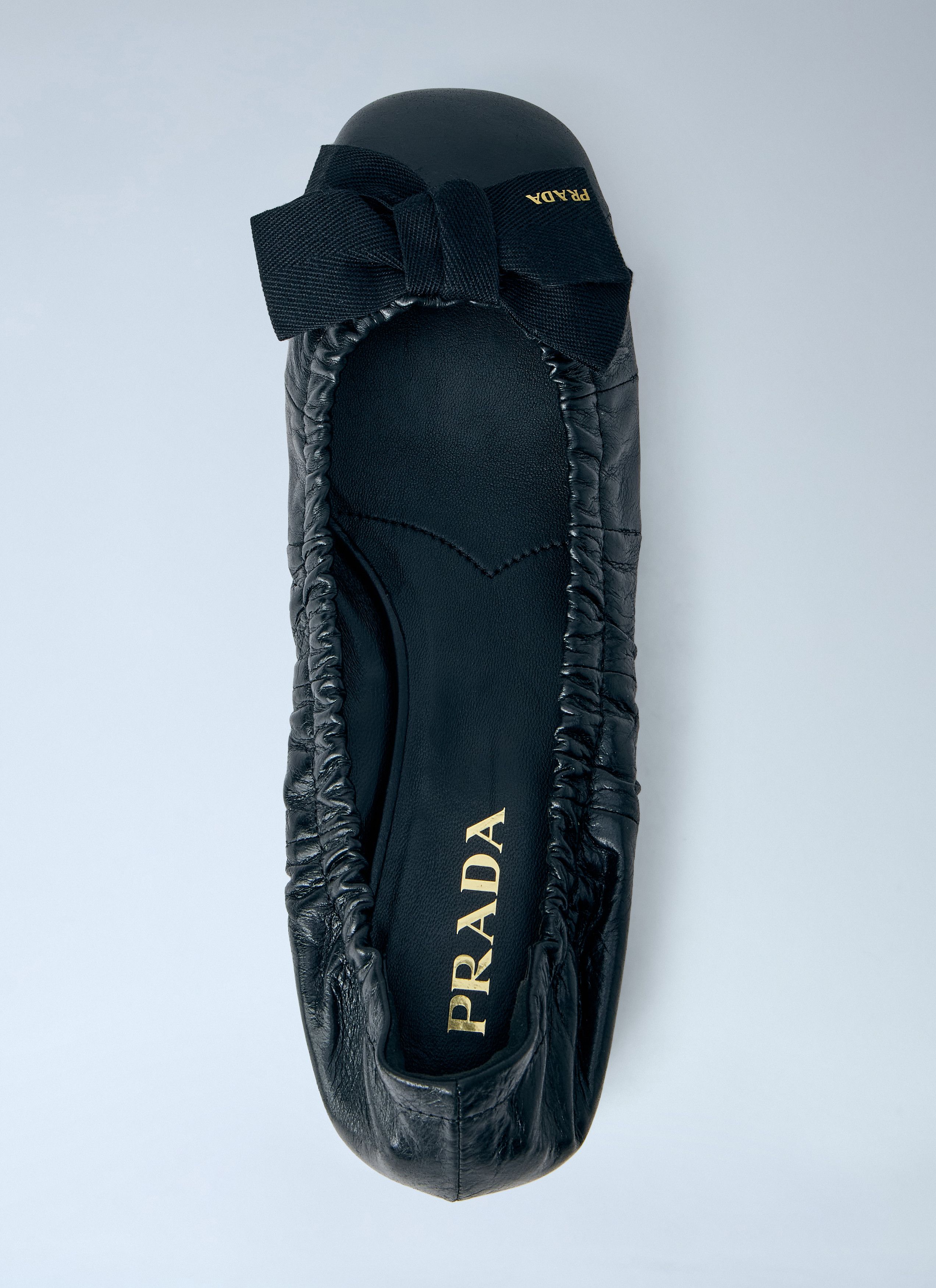 Prada Leather Bow Detail Ballet Flats Size US 7 / IT 37 - 6 Thumbnail