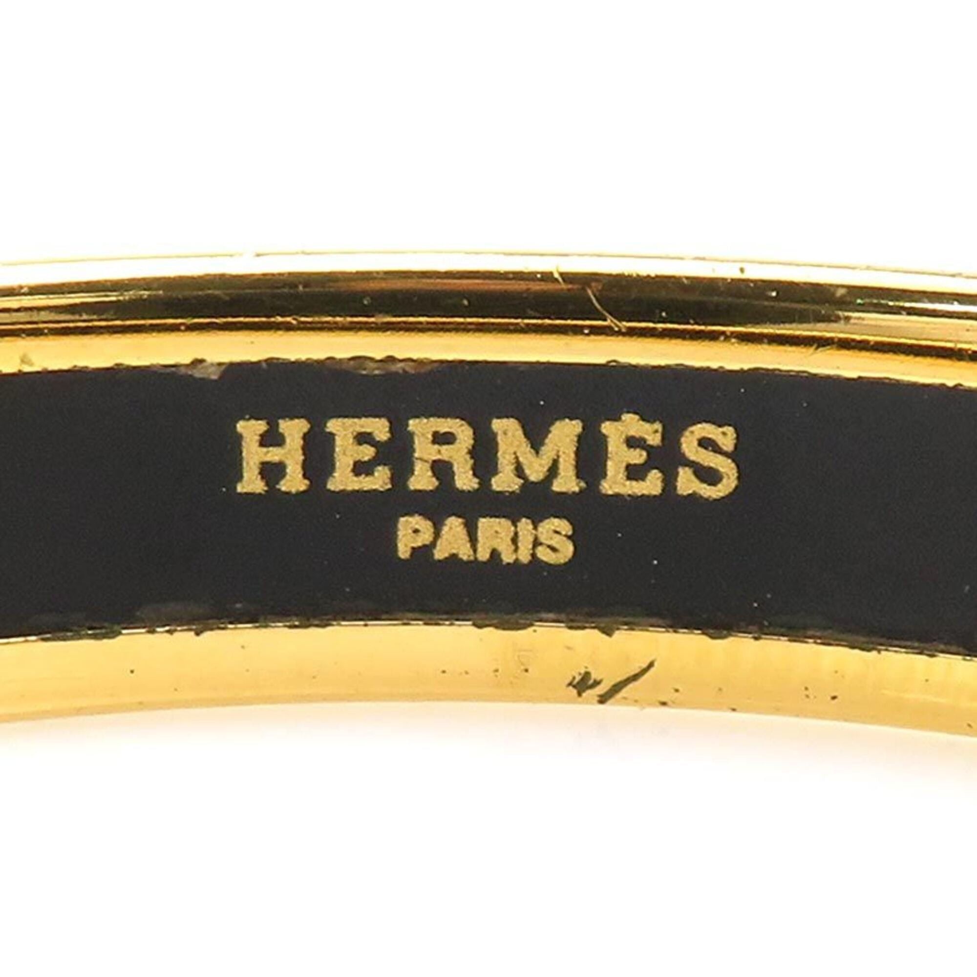 Hermes Hermes Bangle Bracelet Email Metal Enamel Gold Black White Women's e61914a Size ONE SIZE - 10 Thumbnail