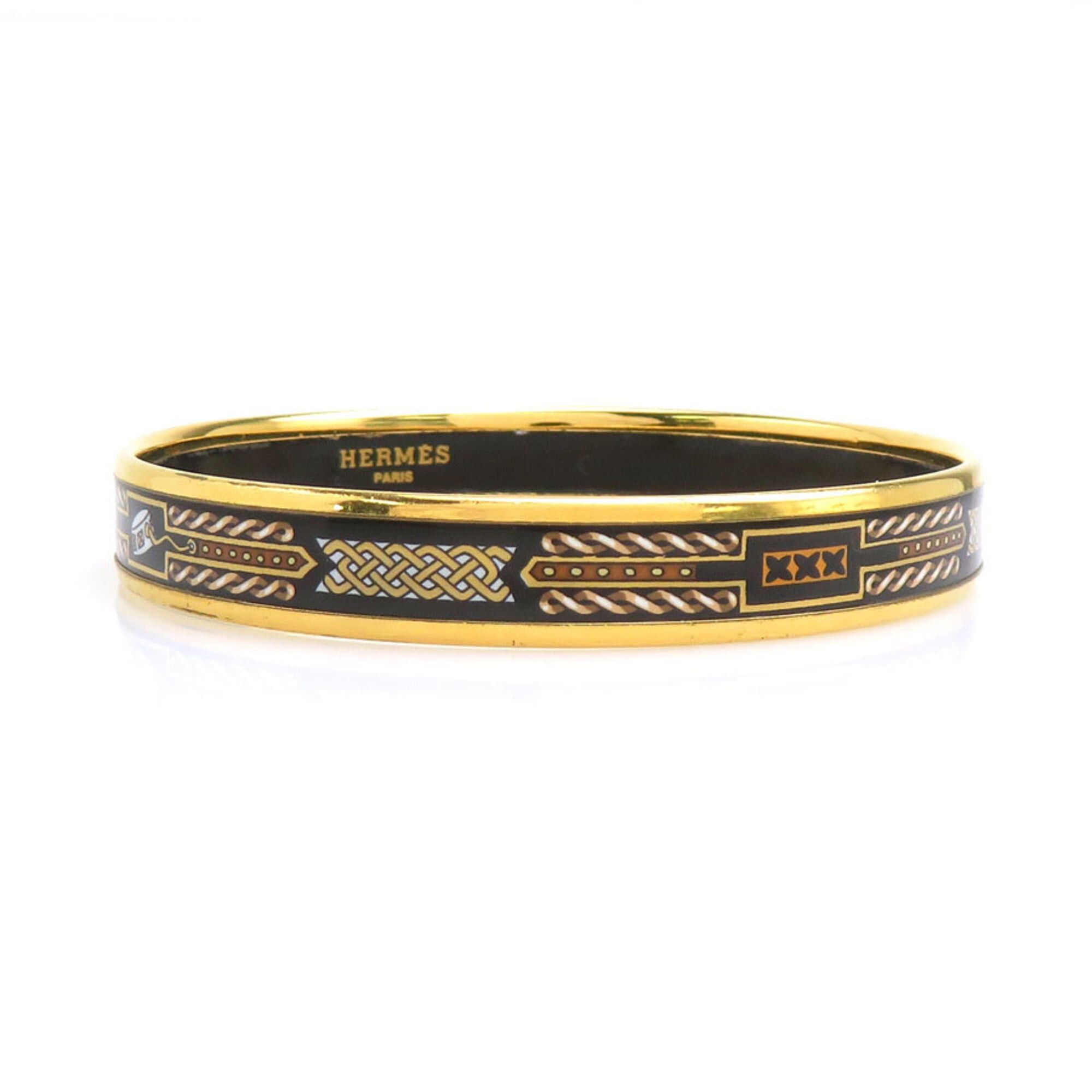 Hermes Hermes Bangle Bracelet Email Metal Enamel Gold Black White Women's e61914a Size ONE SIZE - 2 Thumbnail