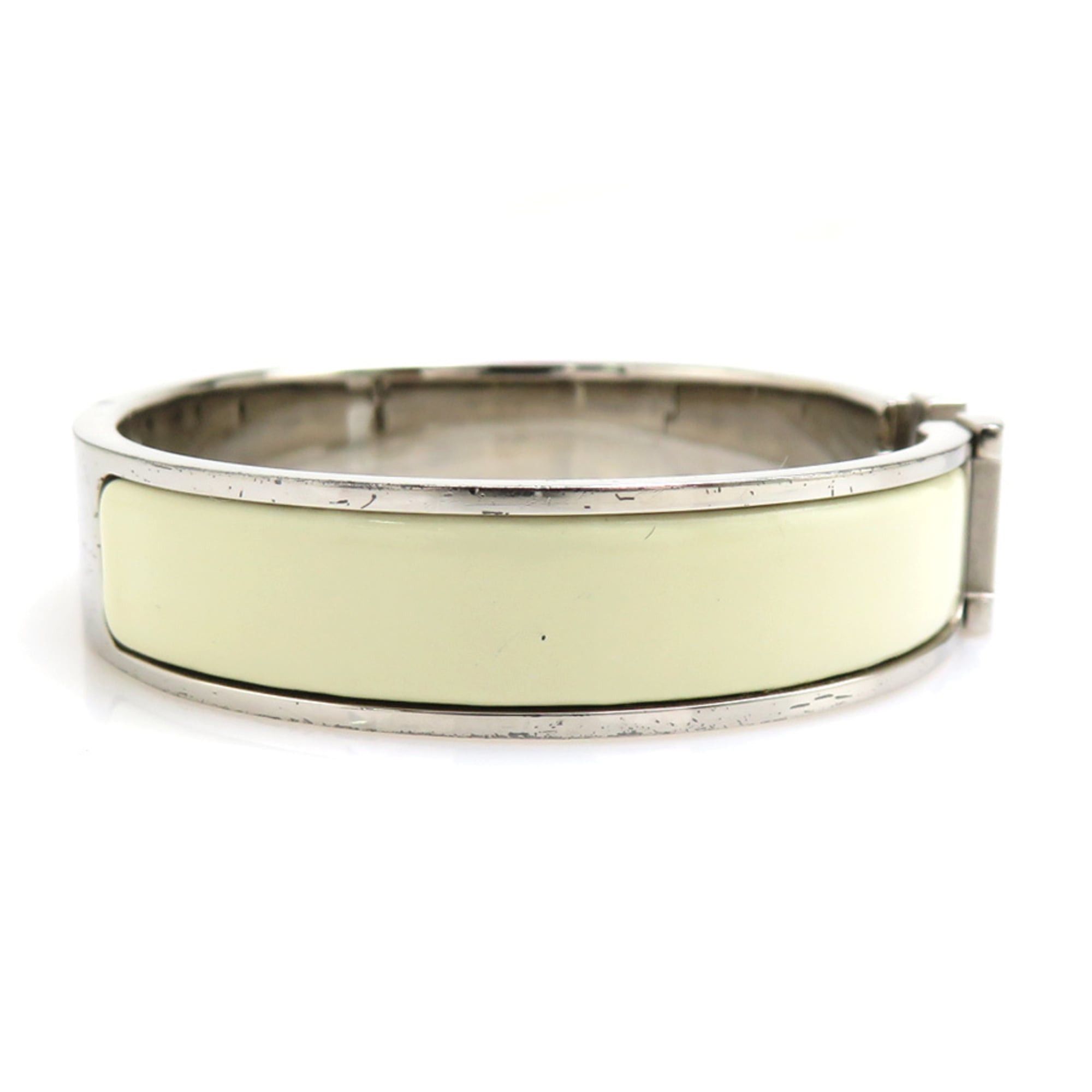 Hermes Hermes Bangle Bracelet Clic Clack H Metal Enamel Silver Off-White Women's e61915a Size ONE SIZE - 3 Thumbnail