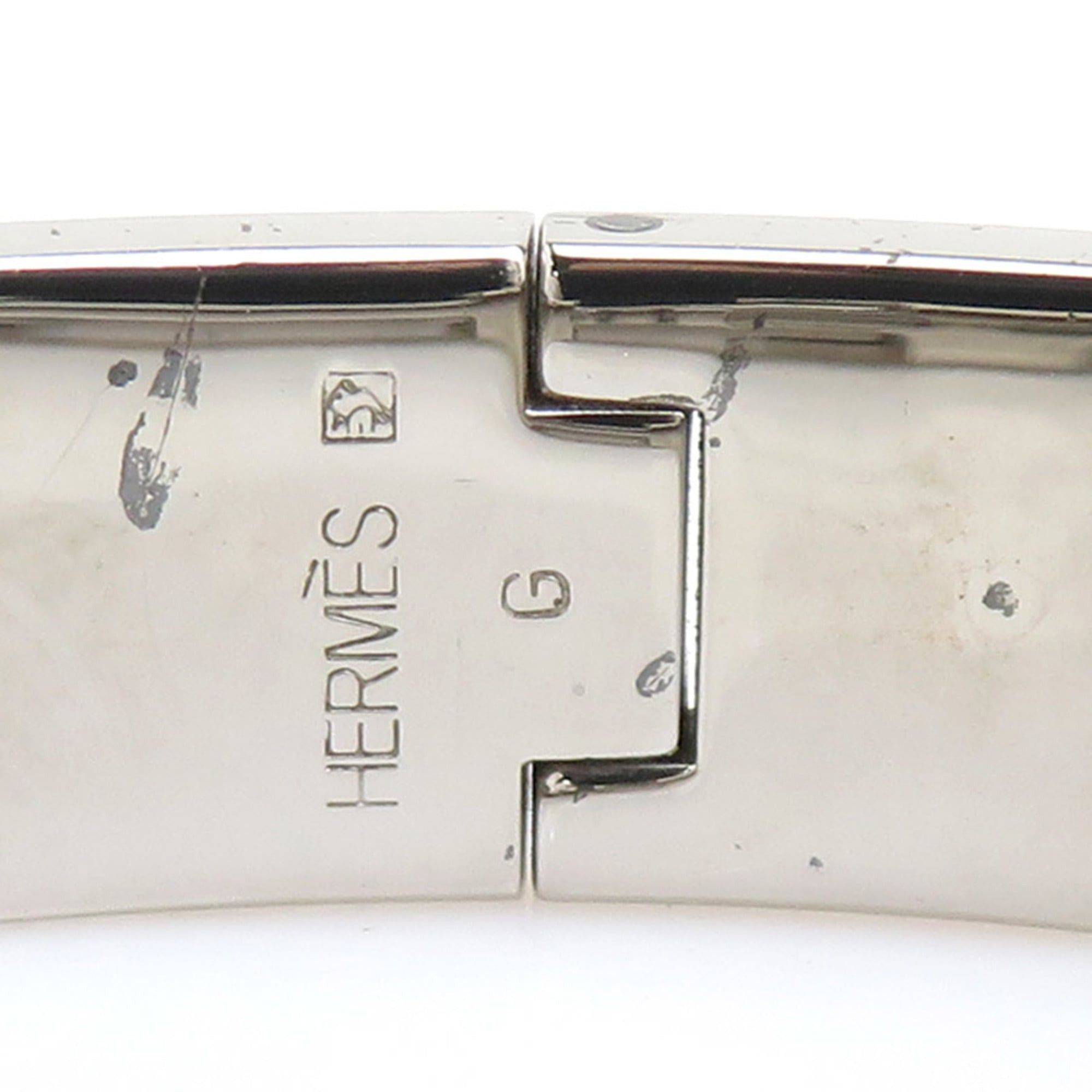 Hermes Hermes Bangle Bracelet Clic Clack H Metal Enamel Silver Off-White Women's e61915a Size ONE SIZE - 13 Thumbnail
