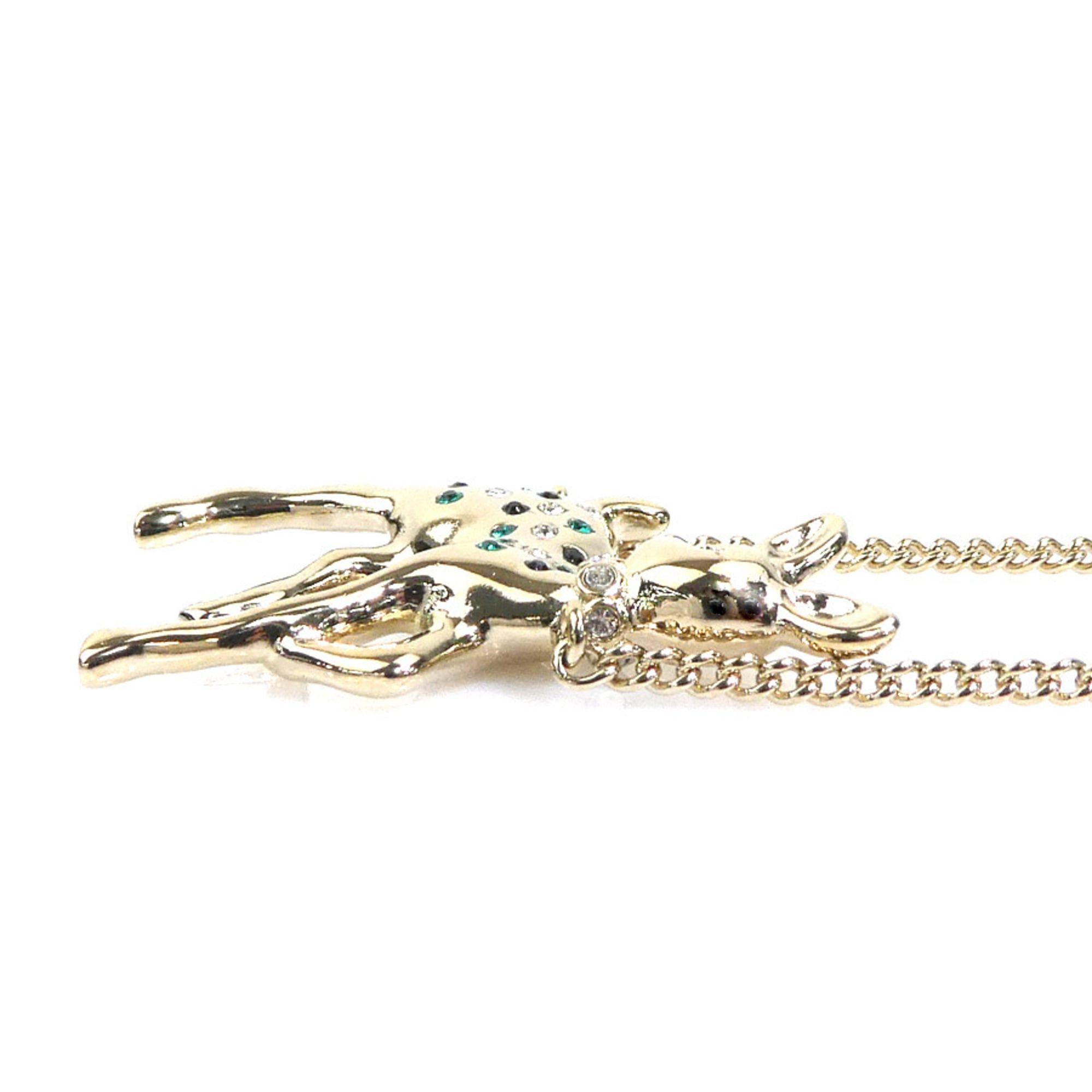 Chanel Chanel Bambi Necklace, Metal, Faux Pearl, Gold, Off-White, Black, Green, Women's, e61909a Size ONE SIZE - 3 Thumbnail