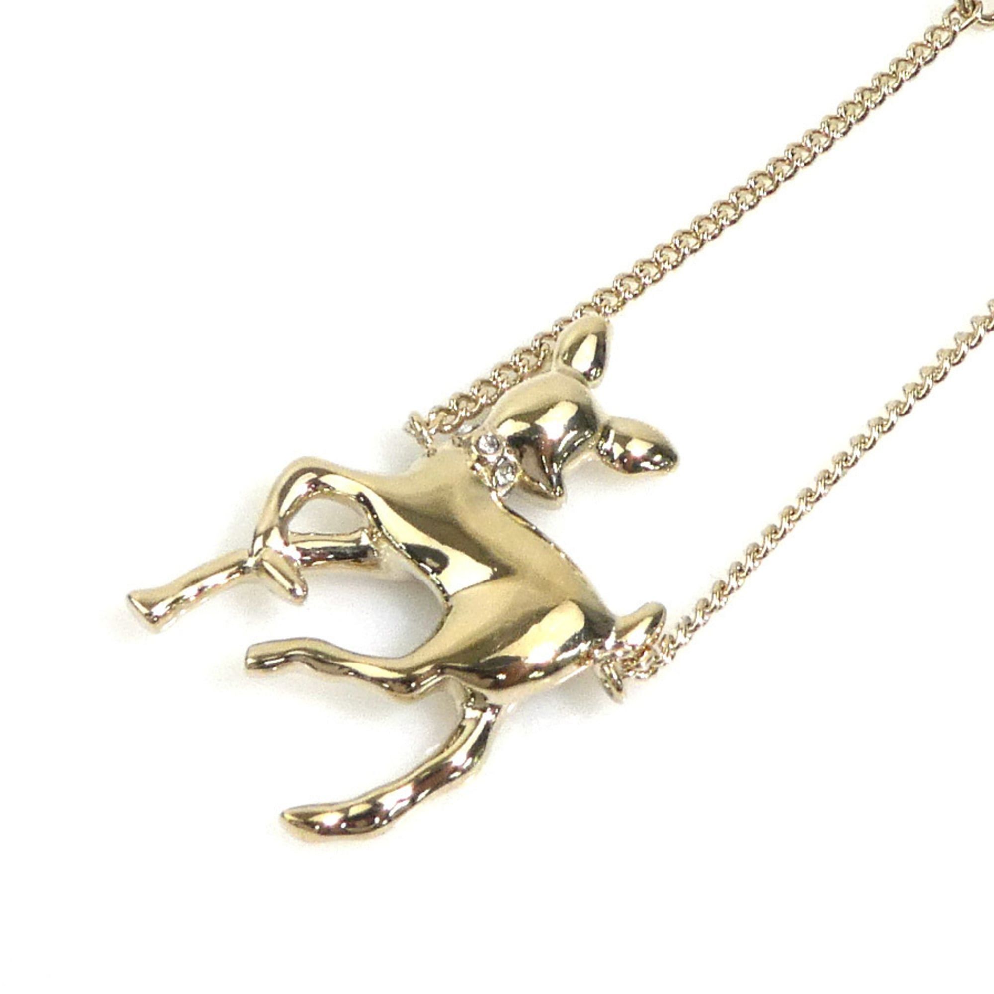 Chanel Chanel Bambi Necklace, Metal, Faux Pearl, Gold, Off-White, Black, Green, Women's, e61909a Size ONE SIZE - 4 Thumbnail