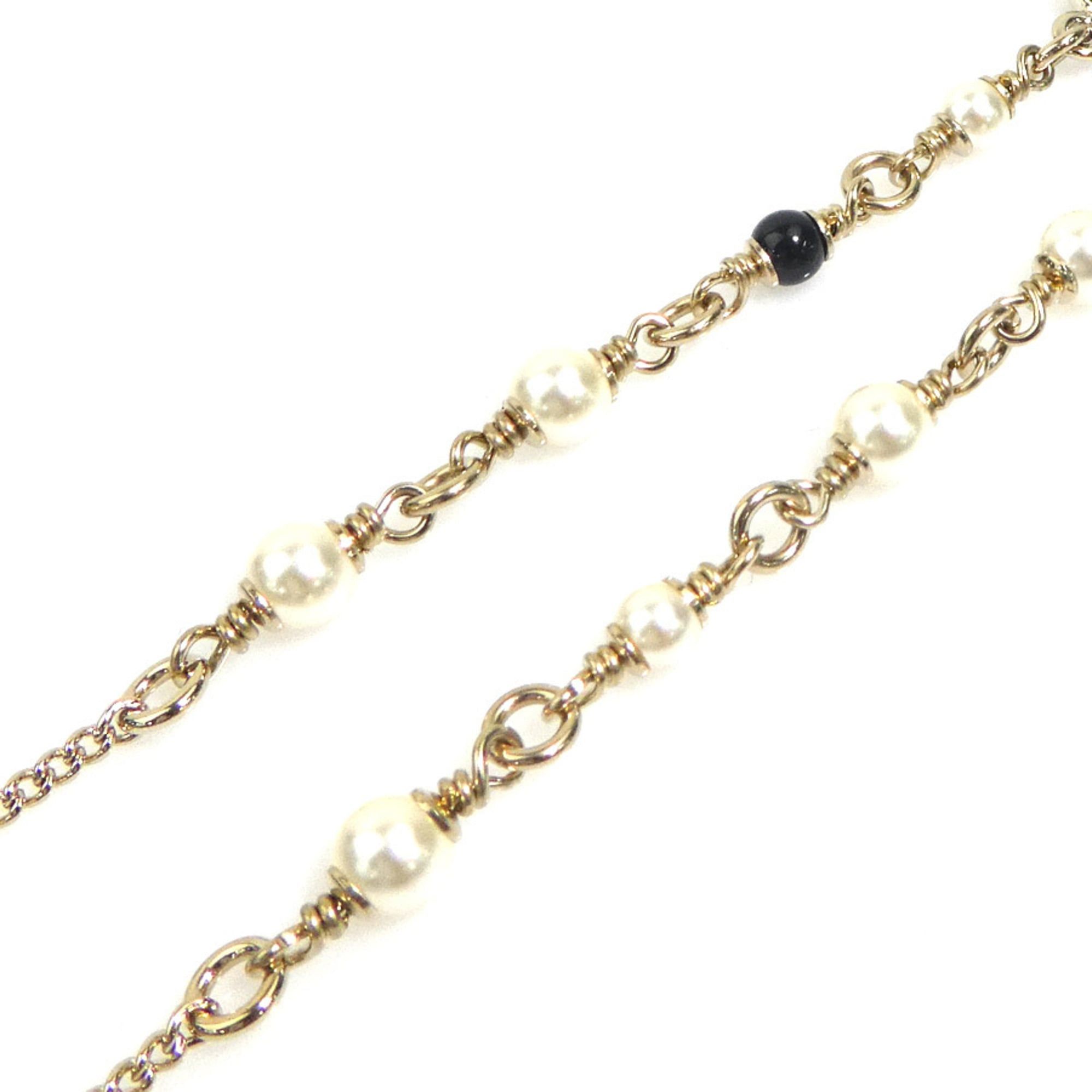 Chanel Chanel Bambi Necklace, Metal, Faux Pearl, Gold, Off-White, Black, Green, Women's, e61909a Size ONE SIZE - 5 Thumbnail