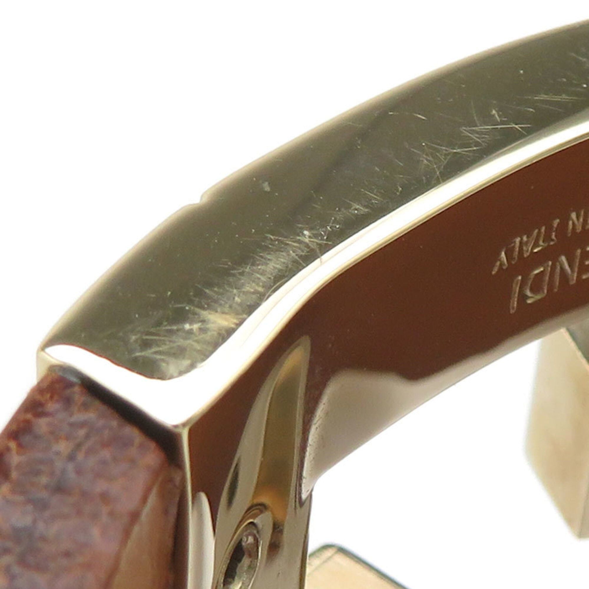 Fendi Fendi bangle bracelet, leather and metal, brown gold, women's, e61919j Size ONE SIZE - 8 Thumbnail