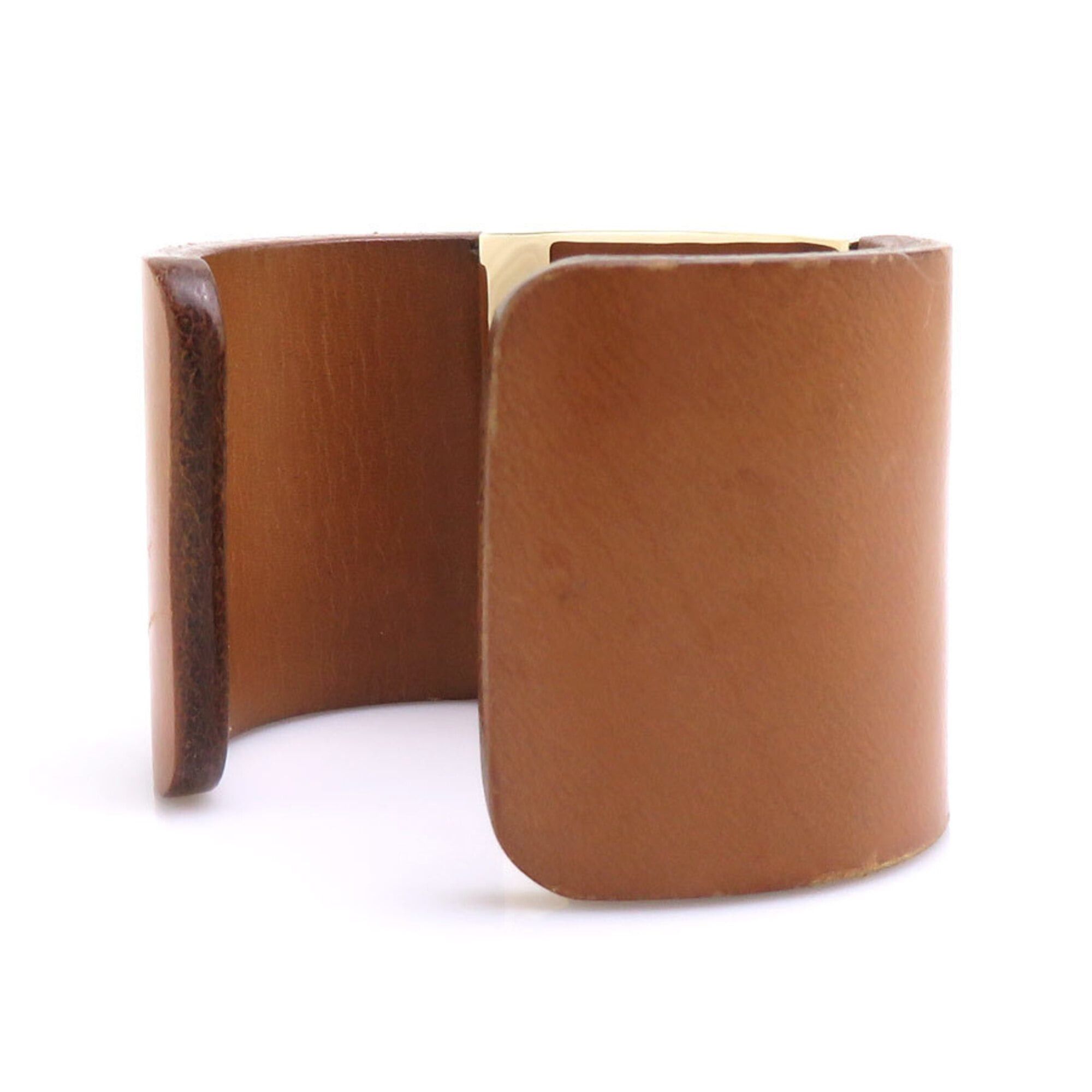 Fendi Fendi bangle bracelet, leather and metal, brown gold, women's, e61919j Size ONE SIZE - 3 Thumbnail