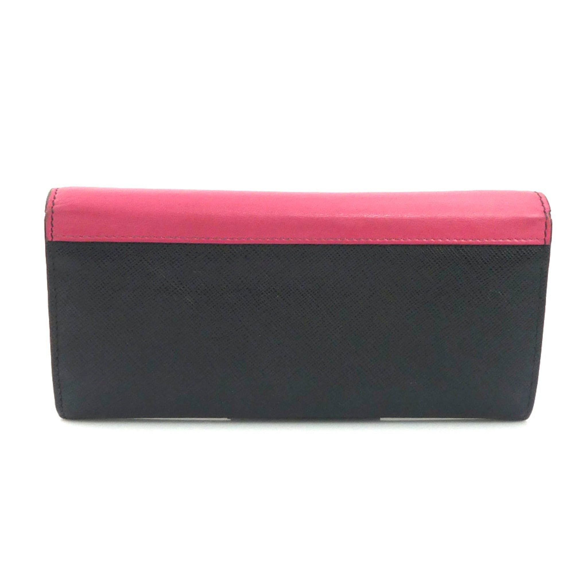 Prada Prada Long Wallet Leather Black Pink Gold Women's e61903k Size ONE SIZE - 2 Thumbnail