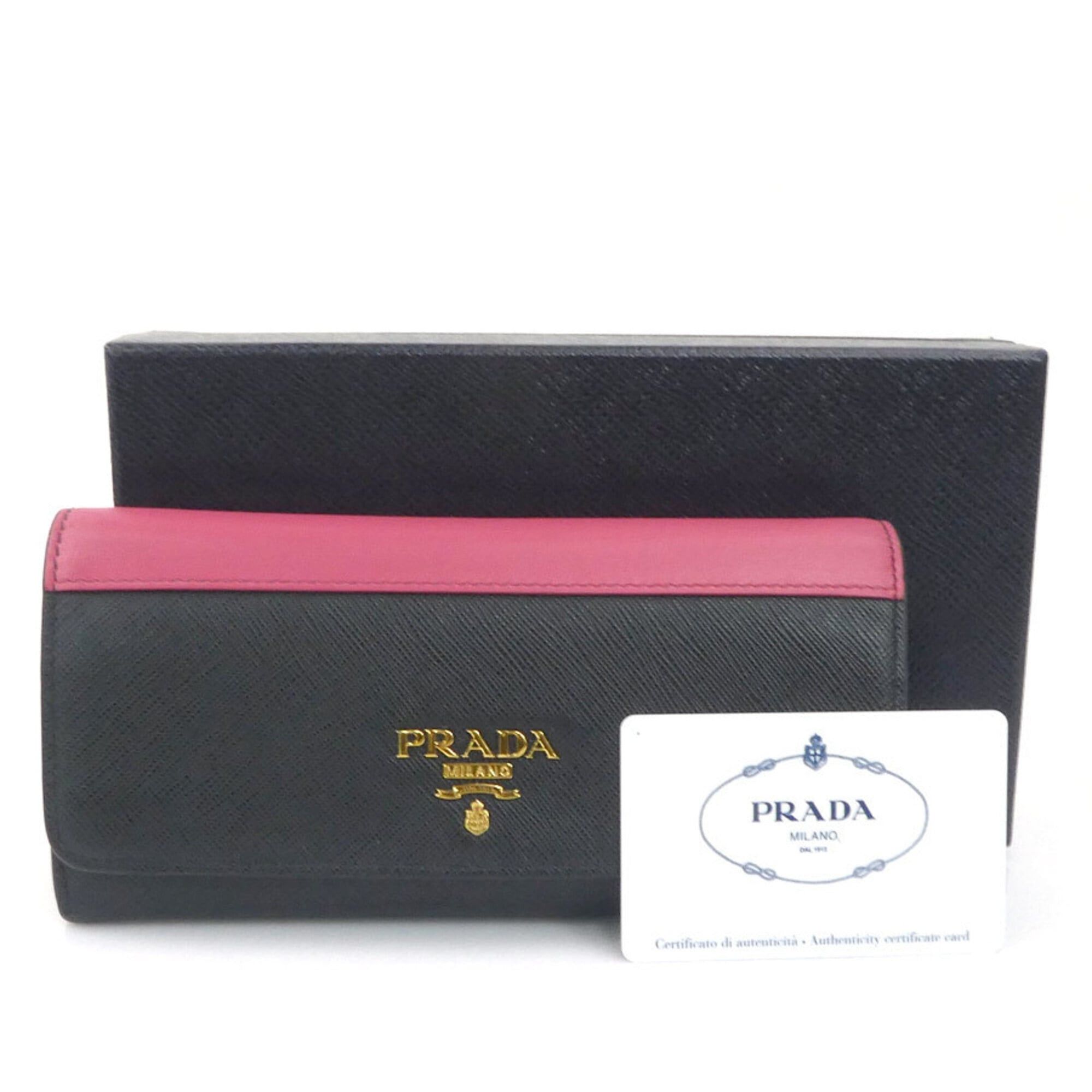 Prada Prada Long Wallet Leather Black Pink Gold Women's e61903k Size ONE SIZE - 14 Thumbnail