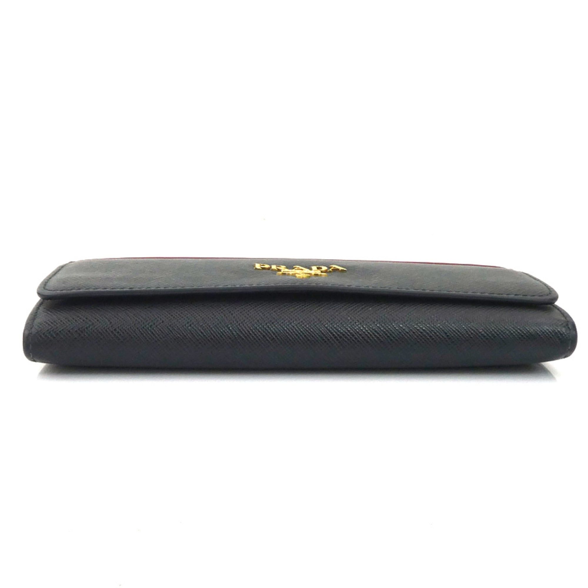 Prada Prada Long Wallet Leather Black Pink Gold Women's e61903k Size ONE SIZE - 3 Thumbnail