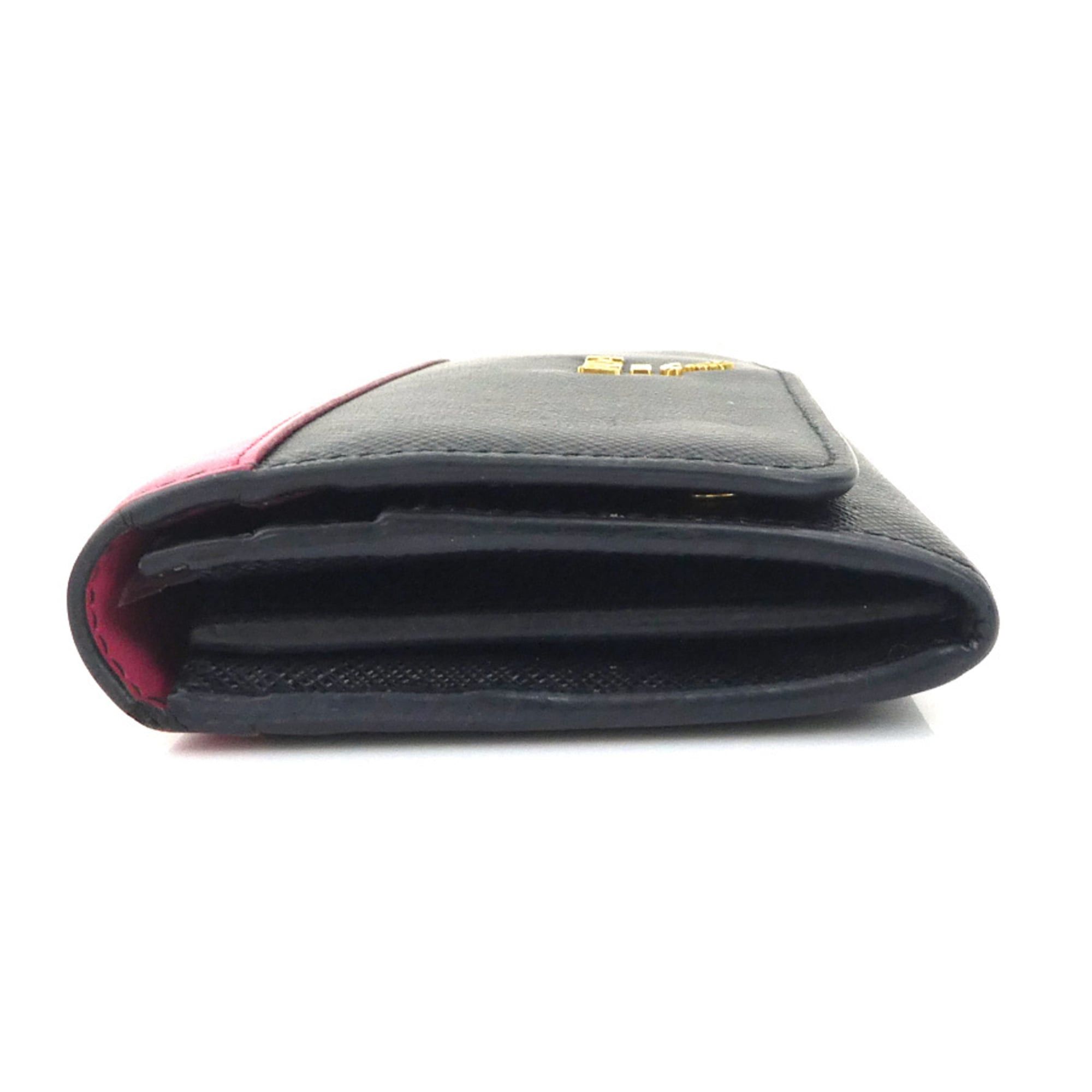 Prada Prada Long Wallet Leather Black Pink Gold Women's e61903k Size ONE SIZE - 4 Thumbnail