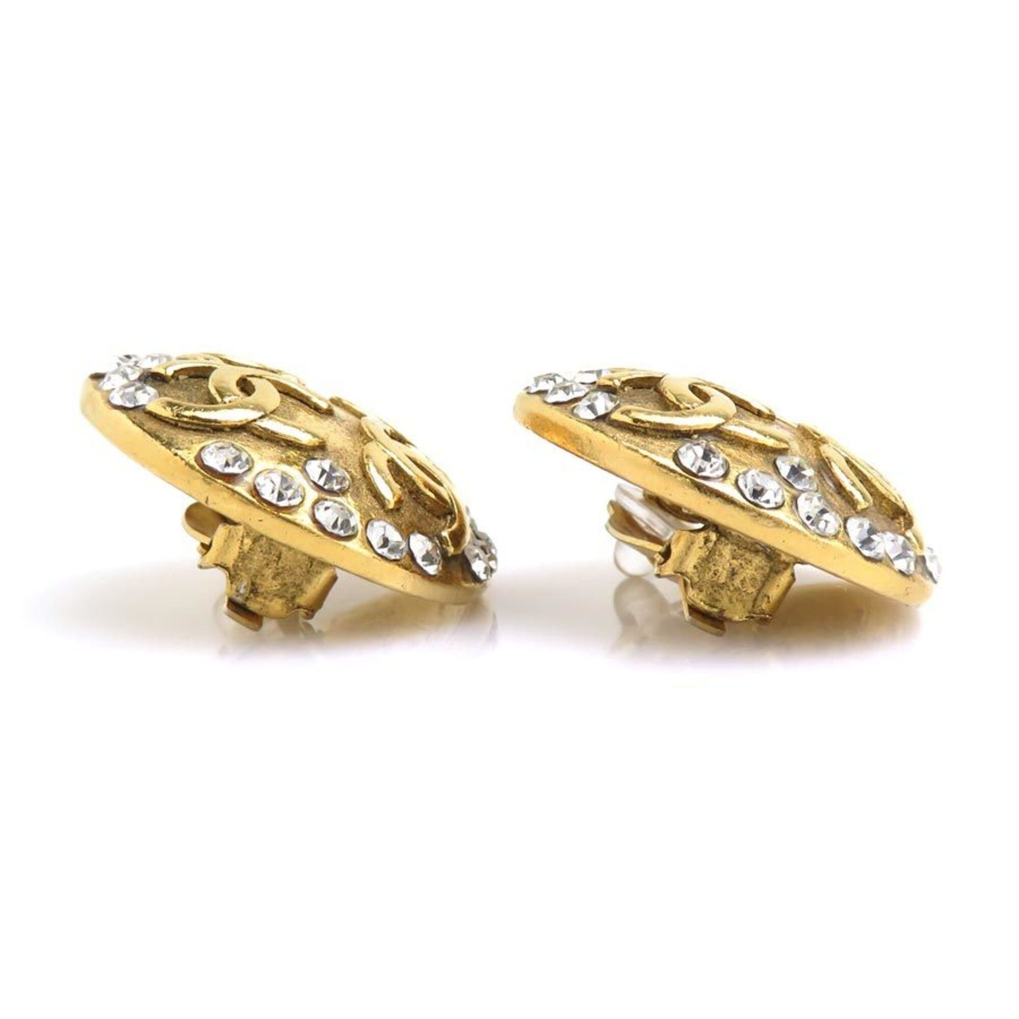 Chanel Chanel earrings, Coco Mark design, metal, rhinestones, gold and silver, for women, e61912a Size ONE SIZE - 7 Thumbnail