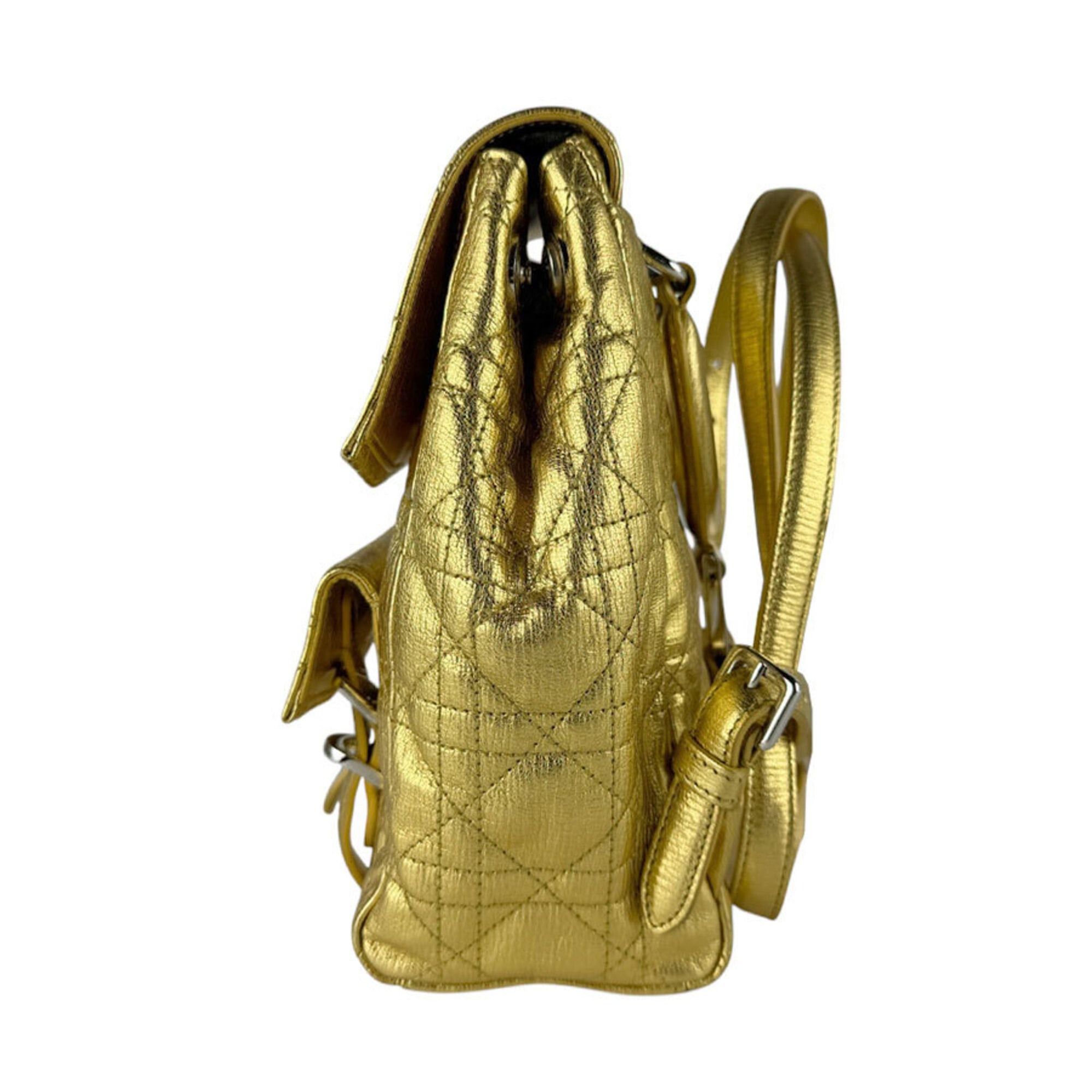 Dior Christian Dior Cannage Leather Backpack, Gold, Women's (z9766) Size ONE SIZE - 2 Thumbnail