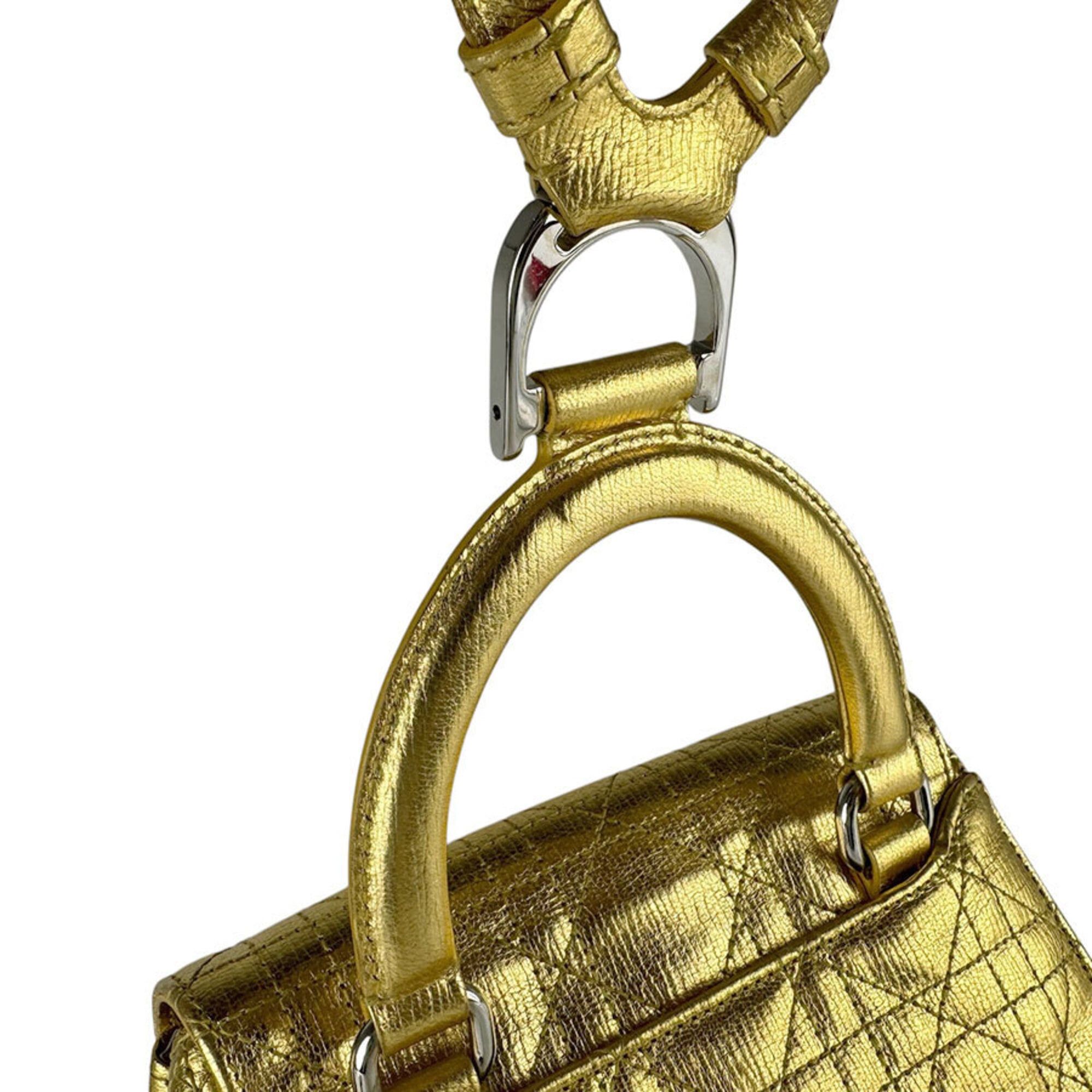 Dior Christian Dior Cannage Leather Backpack, Gold, Women's (z9766) Size ONE SIZE - 10 Thumbnail