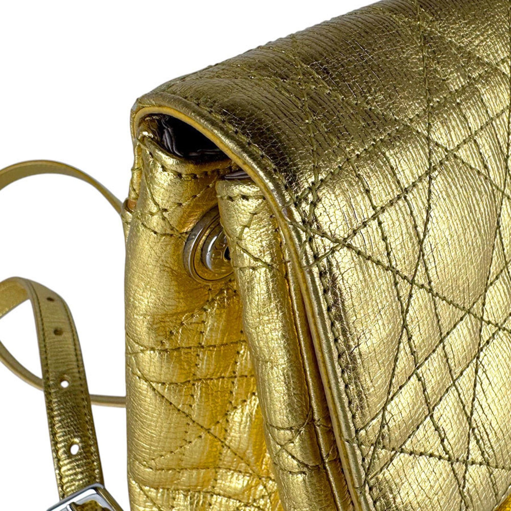 Dior Christian Dior Cannage Leather Backpack, Gold, Women's (z9766) Size ONE SIZE - 6 Thumbnail