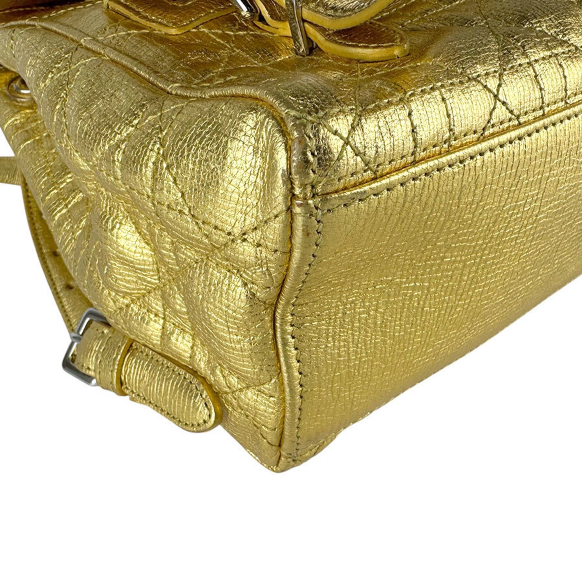 Dior Christian Dior Cannage Leather Backpack, Gold, Women's (z9766) Size ONE SIZE - 8 Thumbnail