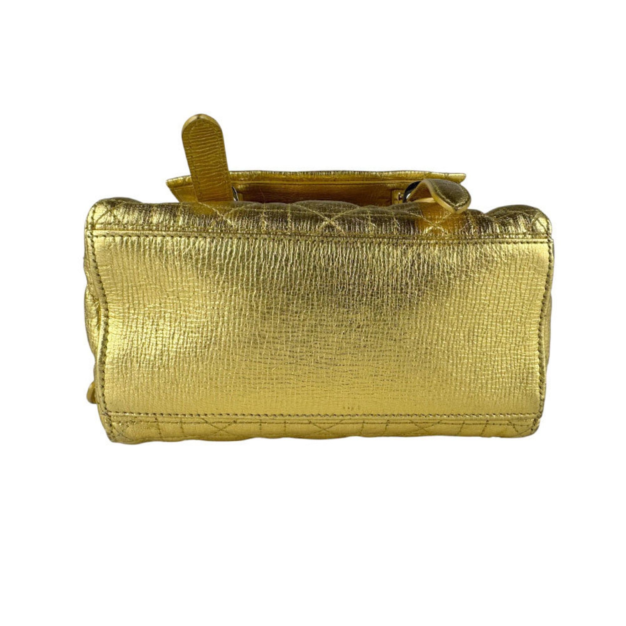 Dior Christian Dior Cannage Leather Backpack, Gold, Women's (z9766) Size ONE SIZE - 4 Thumbnail