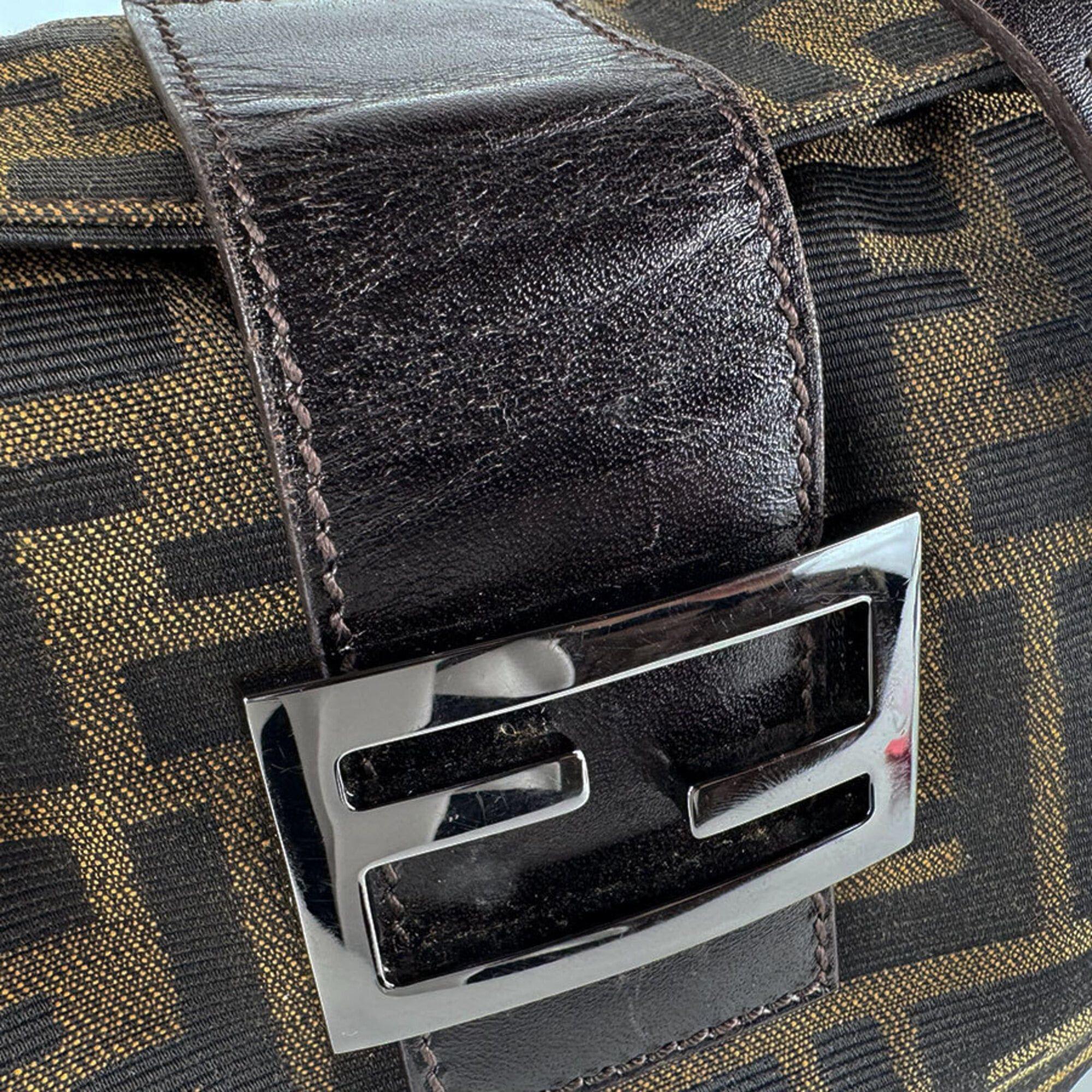 Fendi Fendi Zucca Nylon Canvas Handbag, Brown, Women's (z9770) Size ONE SIZE - 13 Thumbnail