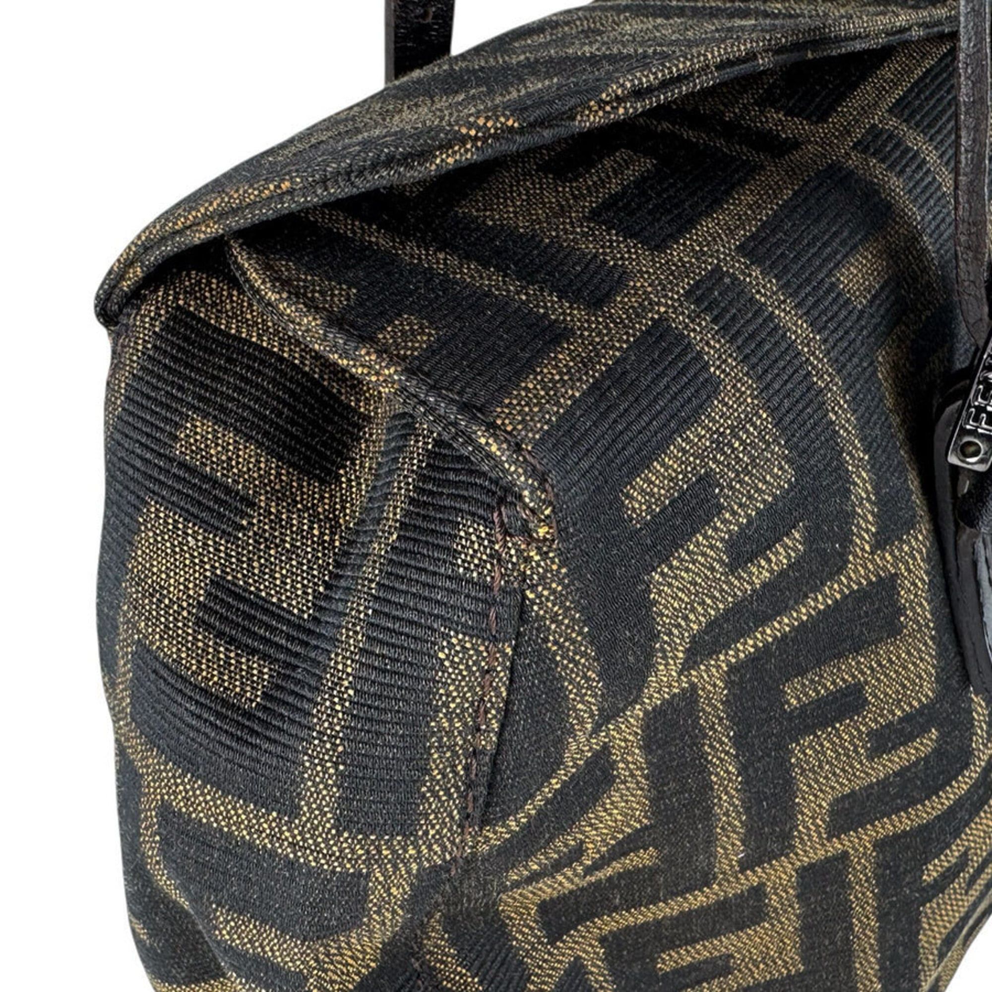 Fendi Fendi Zucca Nylon Canvas Handbag, Brown, Women's (z9770) Size ONE SIZE - 6 Thumbnail