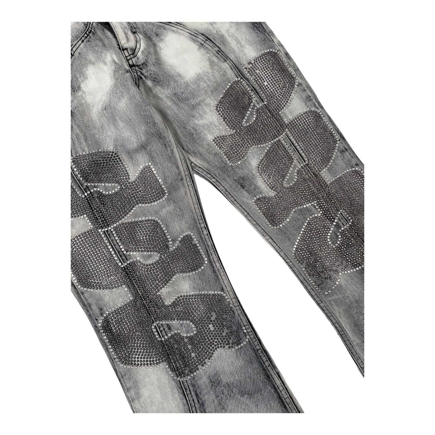 Off-White x Murder Bravado Studded Flare Jeans Grey Size US 32 / EU 48 - 3 Thumbnail