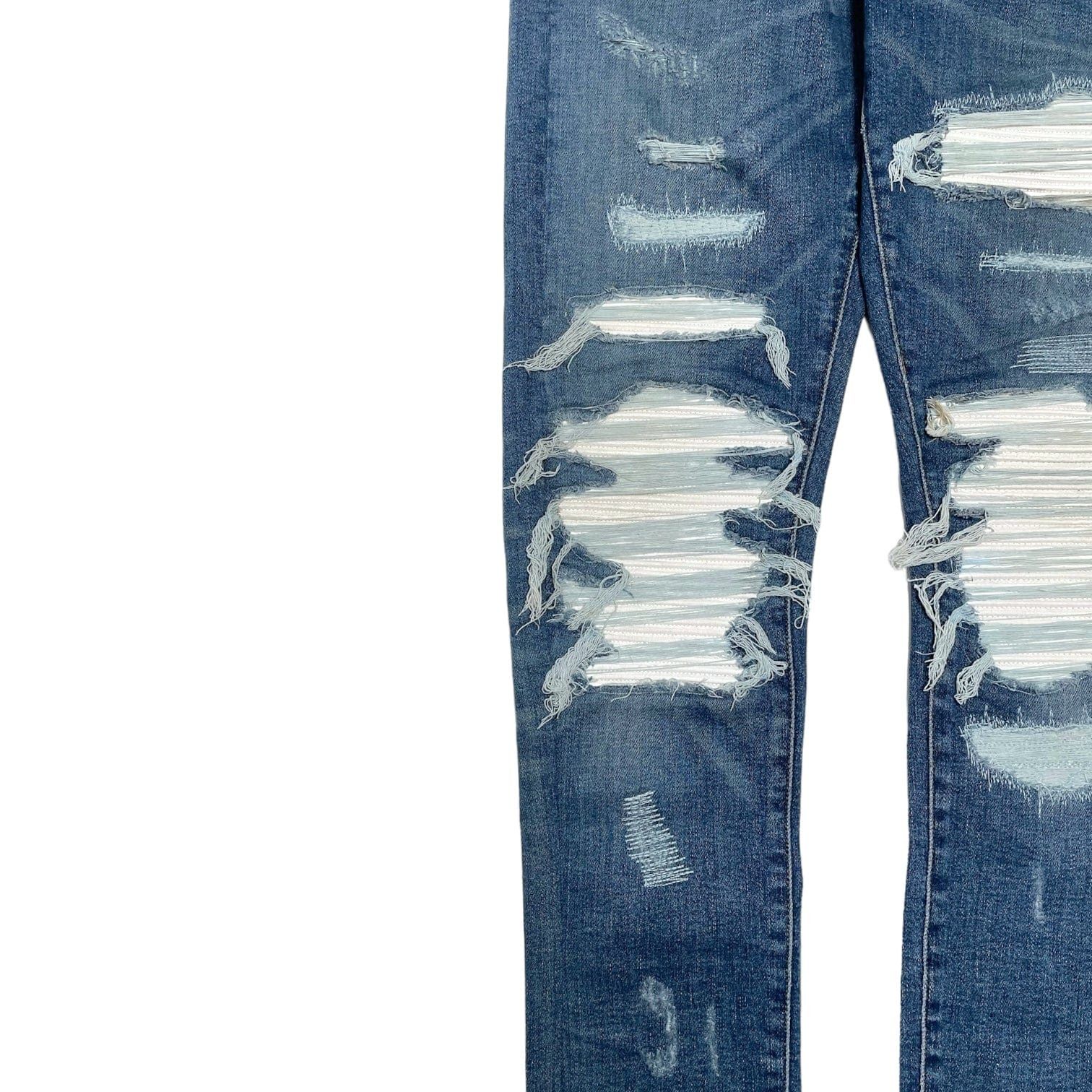 Amiri Amiri MX1 White Leather Patchwork Jeans Classic Indigo (2017 Size US 29 - 3 Thumbnail