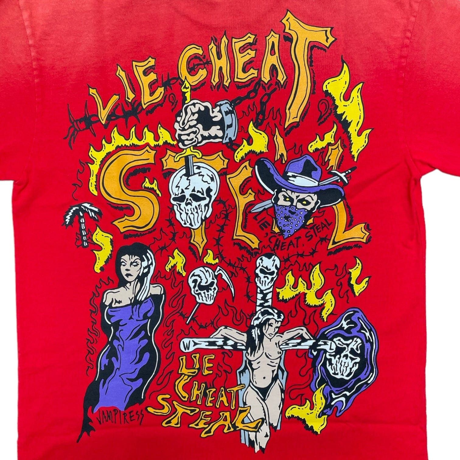 Warren Lotas Lie Cheat Steal Short Sleeve Tee Shirt Red Size US XL / EU 56 / 4 - 3 Thumbnail