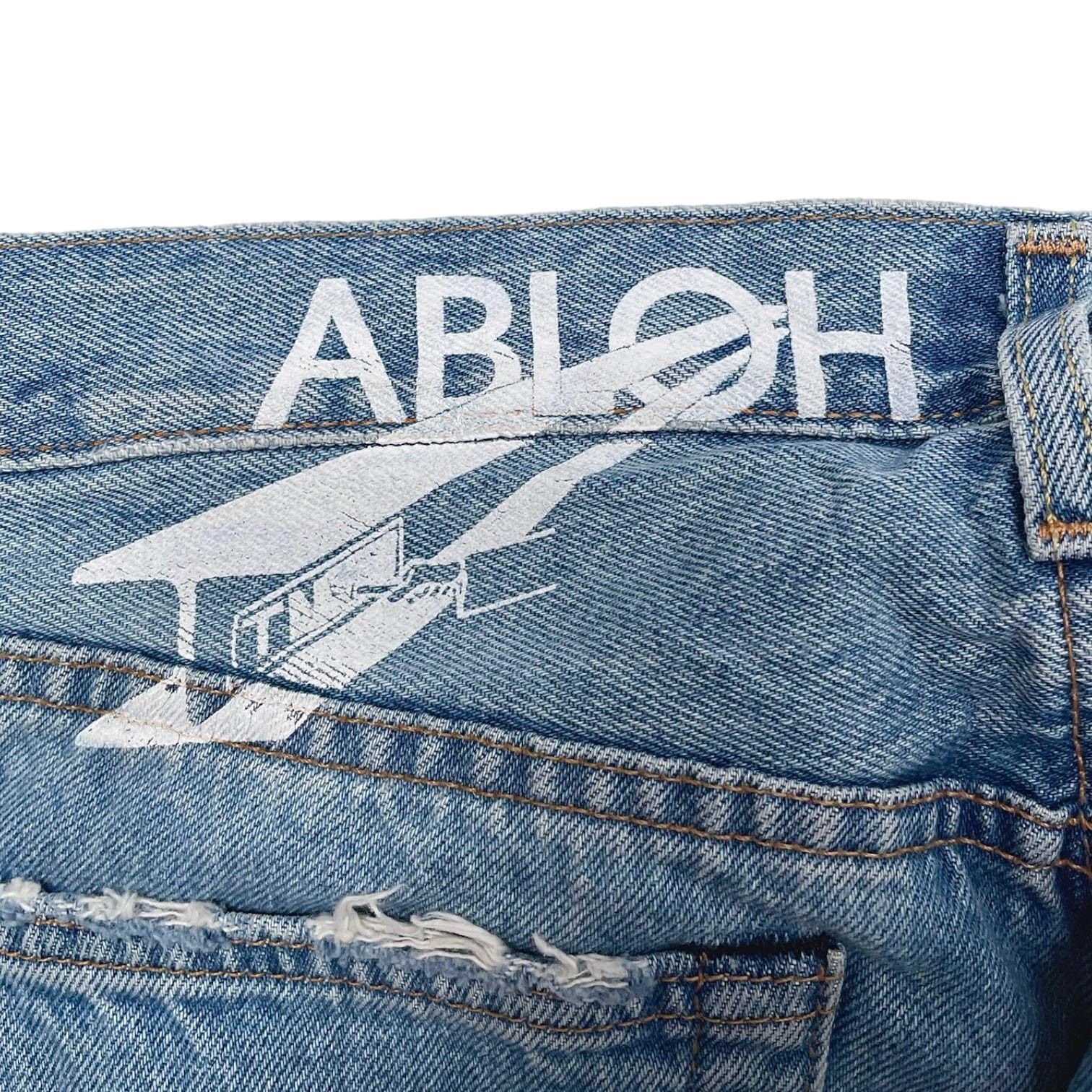 DENIM TEARS x Virgil Abloh "Message in a Tear" Embroidered Jeans Blue Size US 33 - 4 Thumbnail